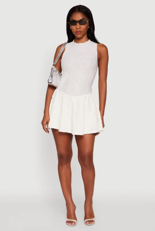 Textured Knit High Neck Sleeveless Skater Dress sold by Rainbow