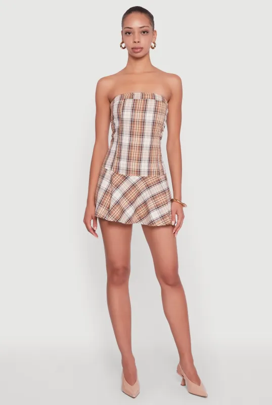 Plaid Strapless Skater Dress made by Rainbow