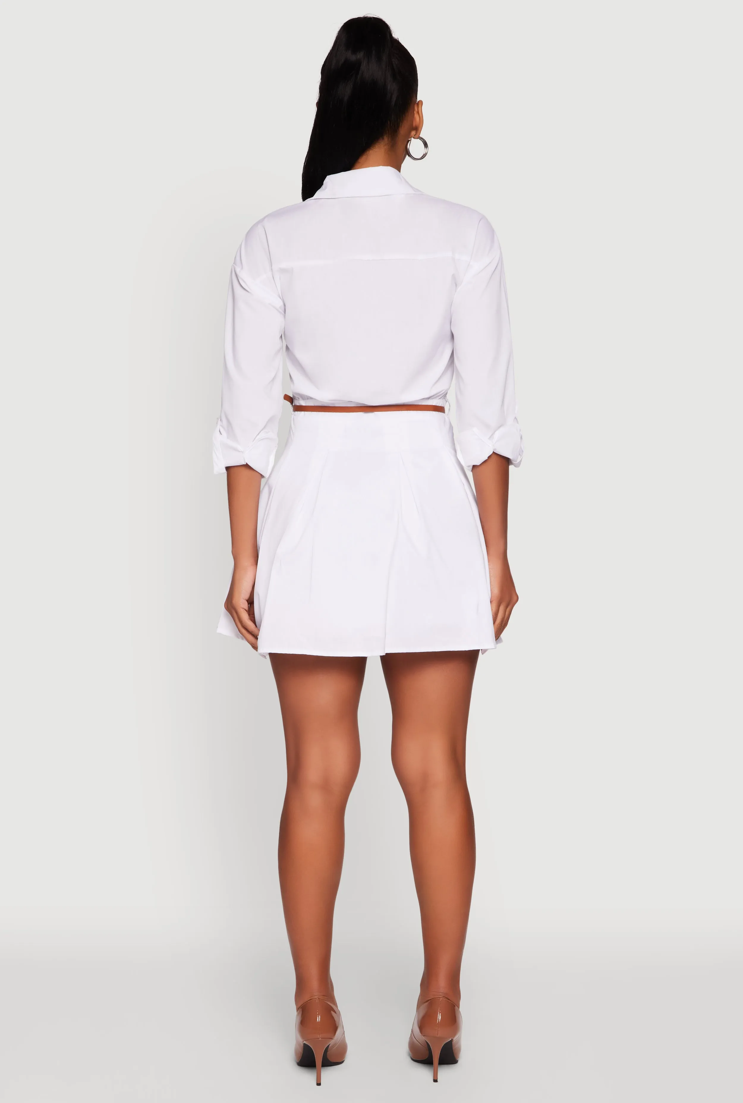 Tabbed Sleeve Belted Button Front Shirt Dress sold by Rainbow product image thumbnail 5