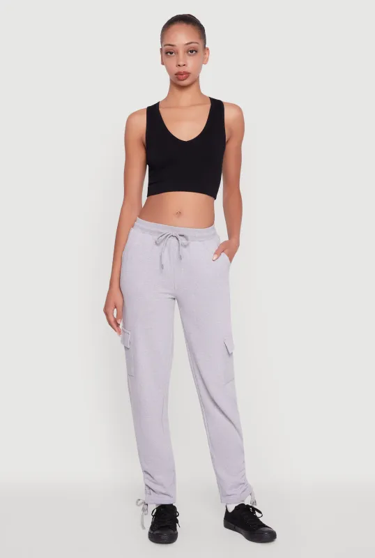 Ruched Side Tie Cargo Sweatpants made by Rainbow