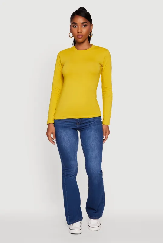 Long Sleeve Basic Crew Neck T-Shirt sold by Rainbow
