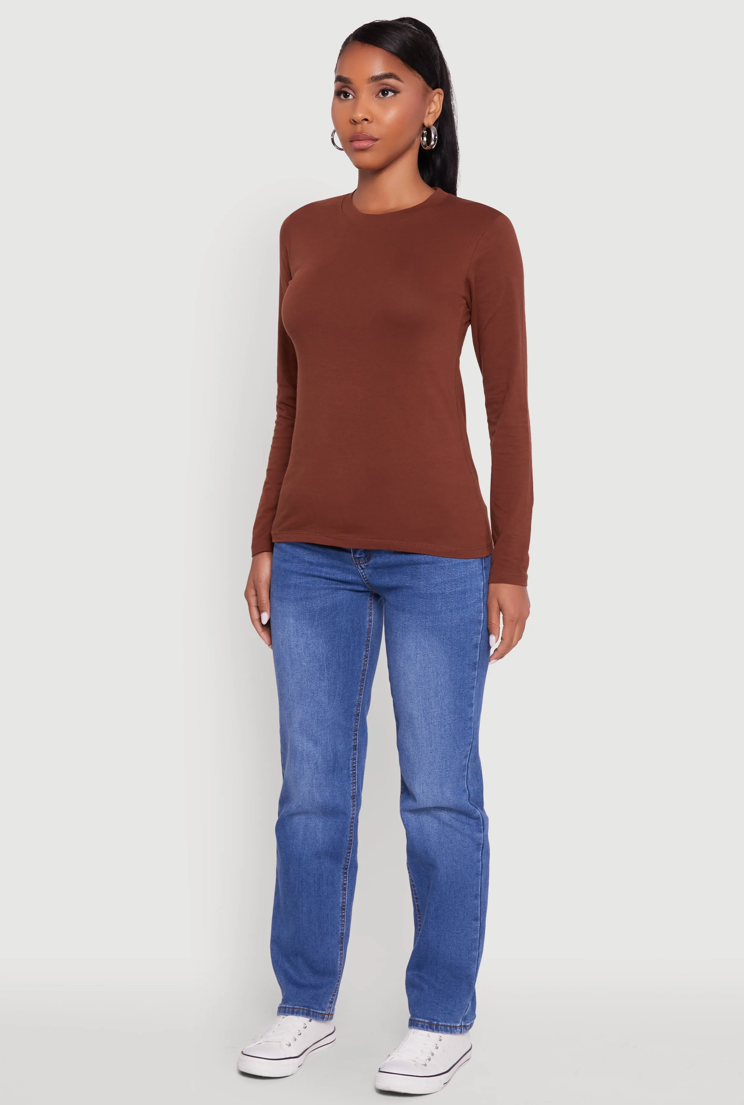 Long Sleeve Basic Crew Neck T-Shirt sold by Rainbow product image thumbnail 5