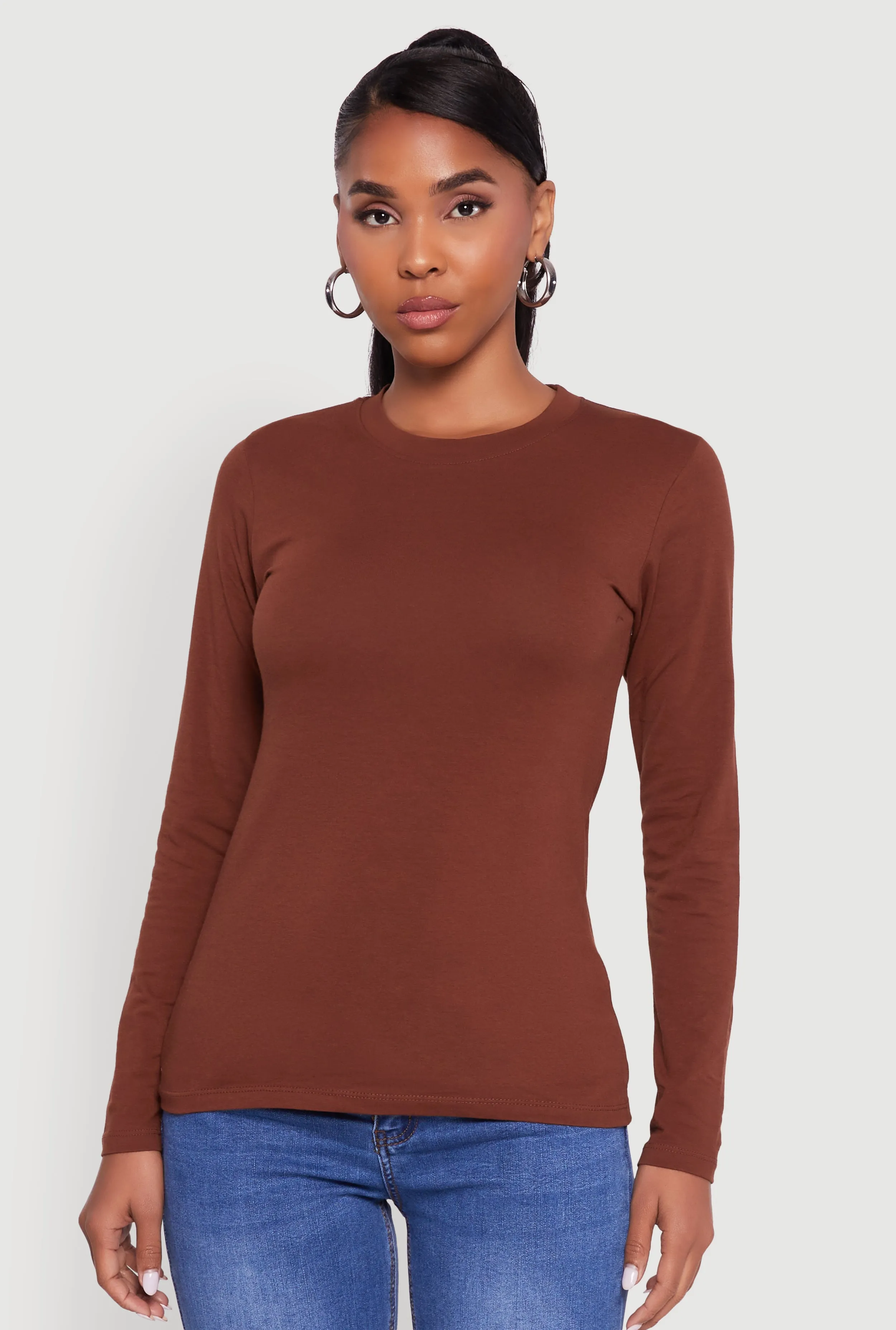 Long Sleeve Basic Crew Neck T-Shirt sold by Rainbow product image thumbnail 2