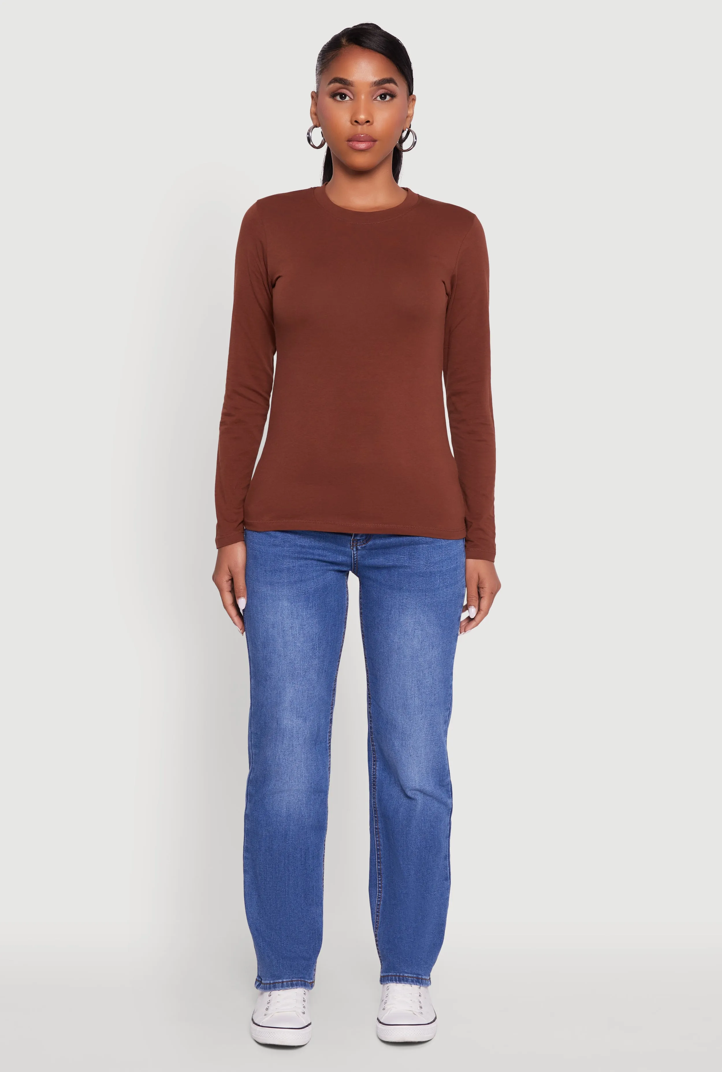 Long Sleeve Basic Crew Neck T-Shirt sold by Rainbow product image thumbnail 3