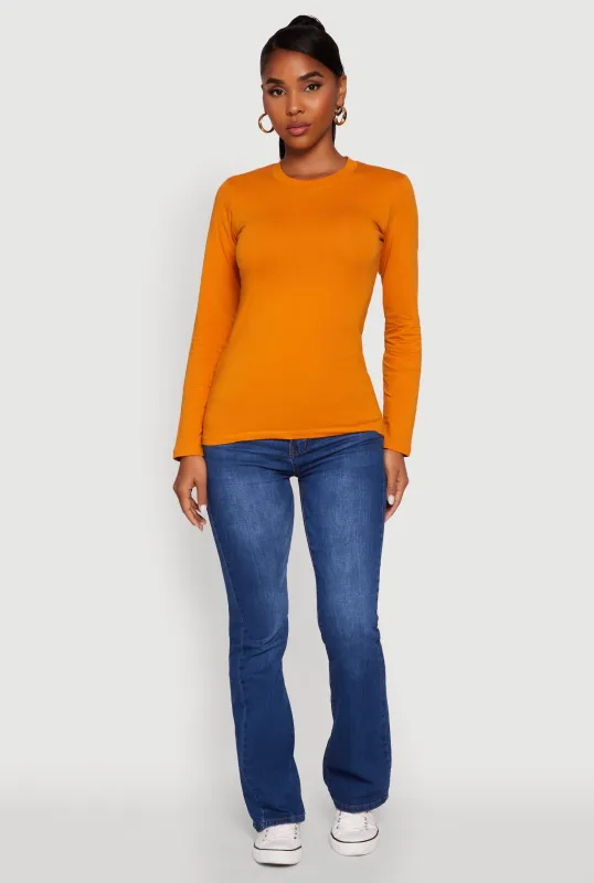 Long Sleeve Basic Crew Neck T-Shirt sold by Rainbow