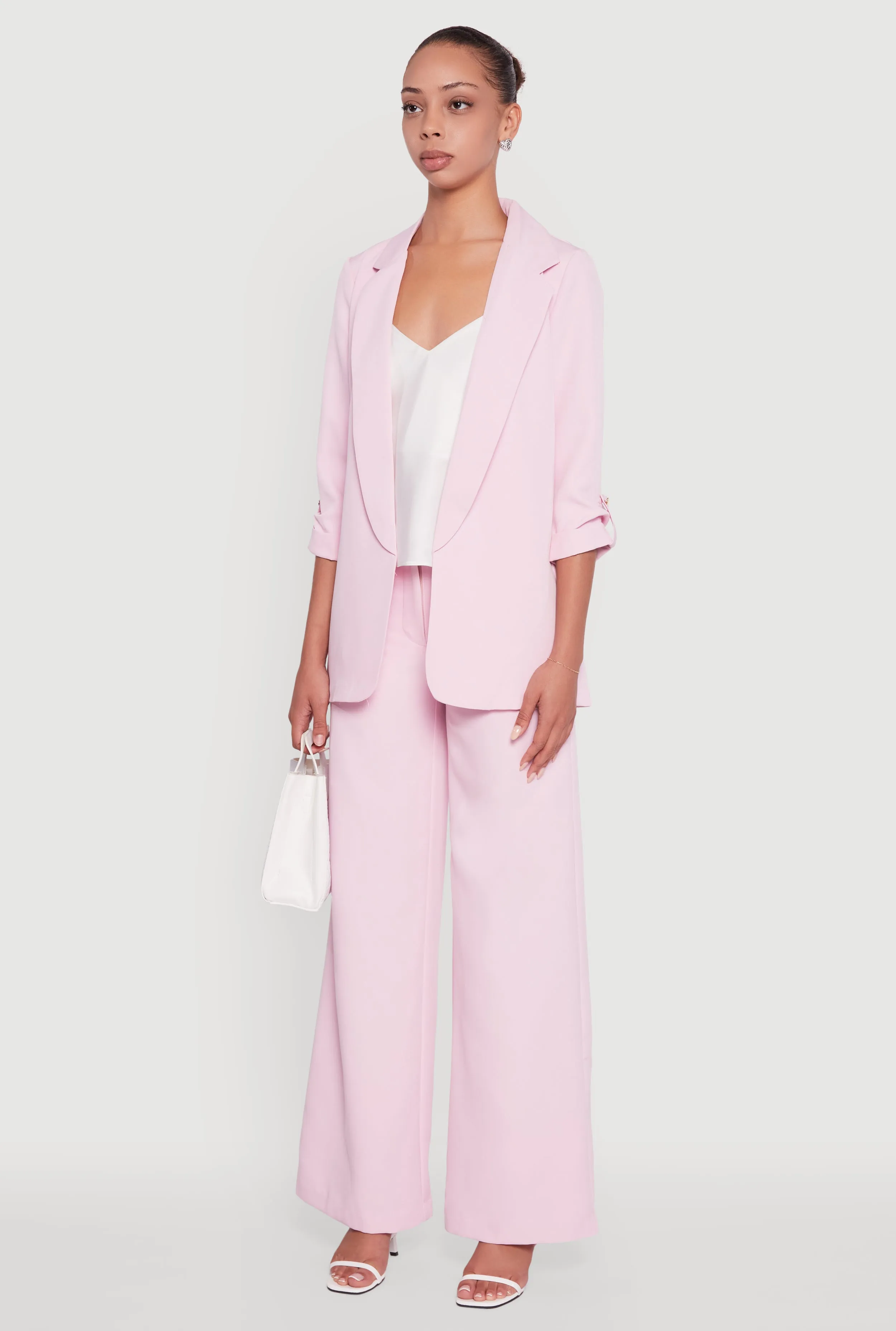 Crepe Knit Open Front Tabbed Sleeves Blazer sold by Rainbow product image thumbnail 5