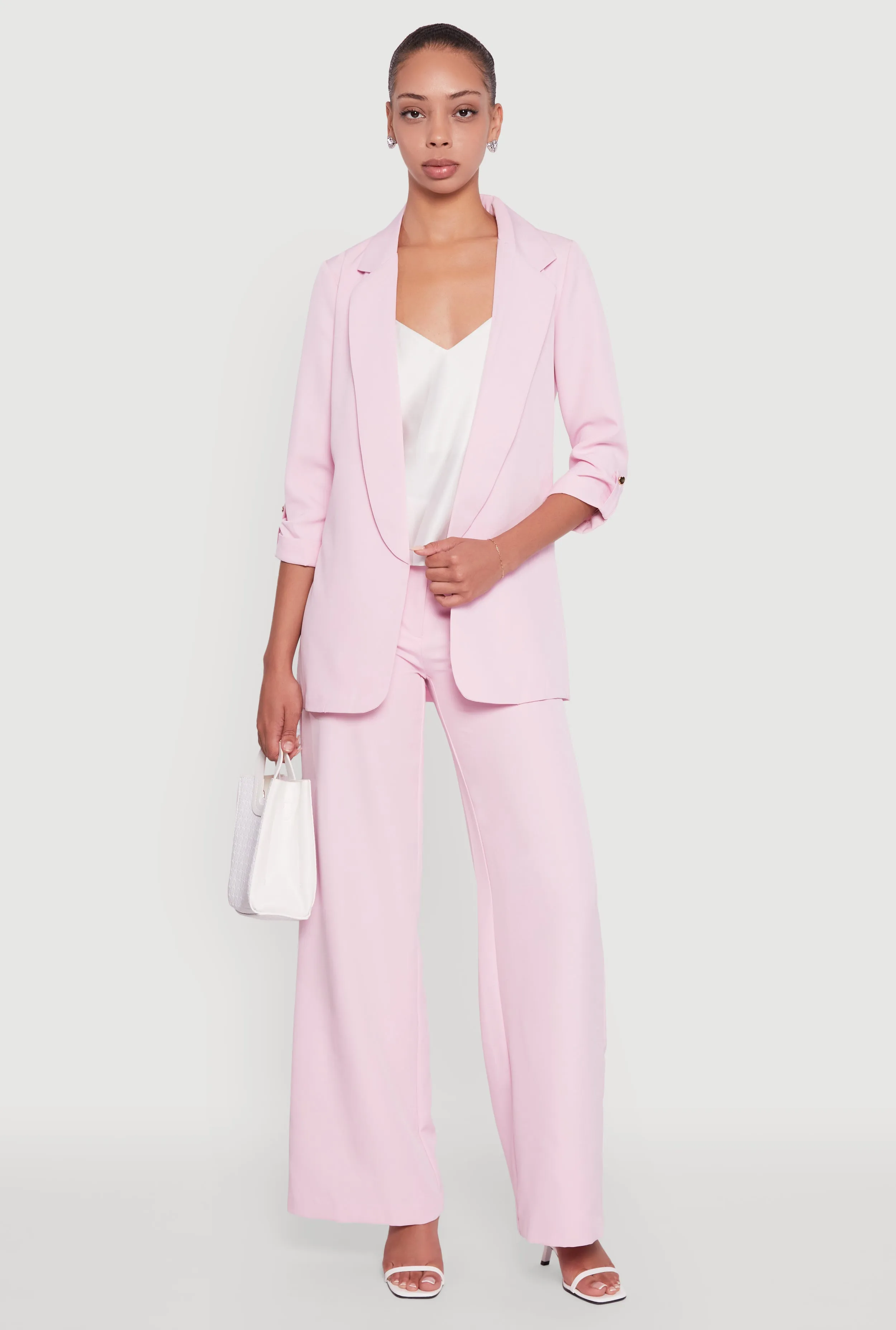 Crepe Knit Open Front Tabbed Sleeves Blazer sold by Rainbow product image thumbnail 2