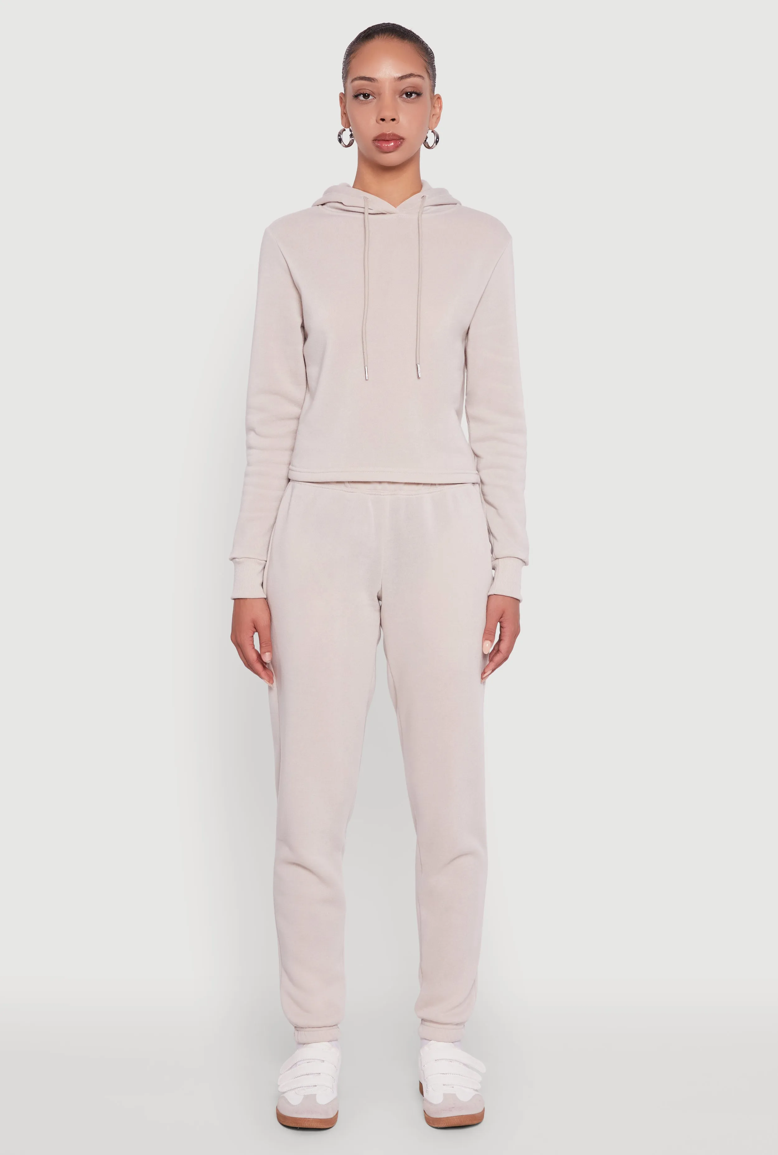 Fleece Lined Cropped Pullover Hooded Sweatshirt sold by Rainbow product image thumbnail 3