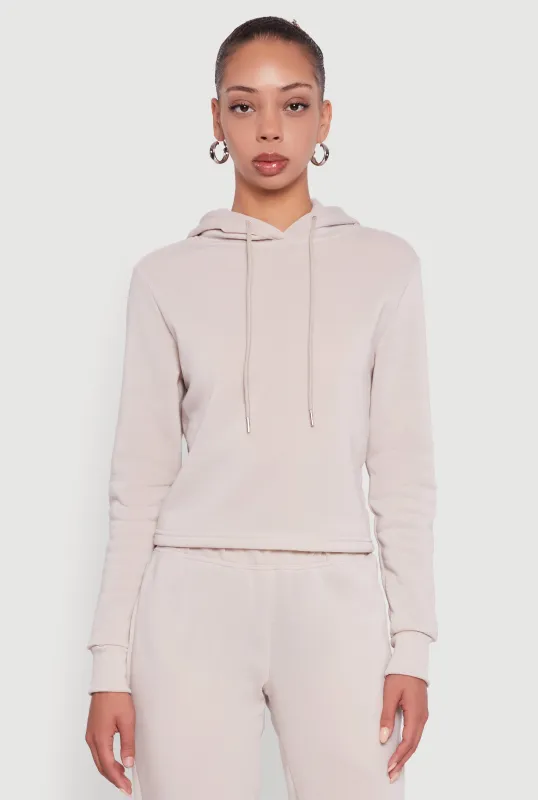 Fleece Lined Cropped  Pullover Hooded Sweatshirt sold by Rainbow