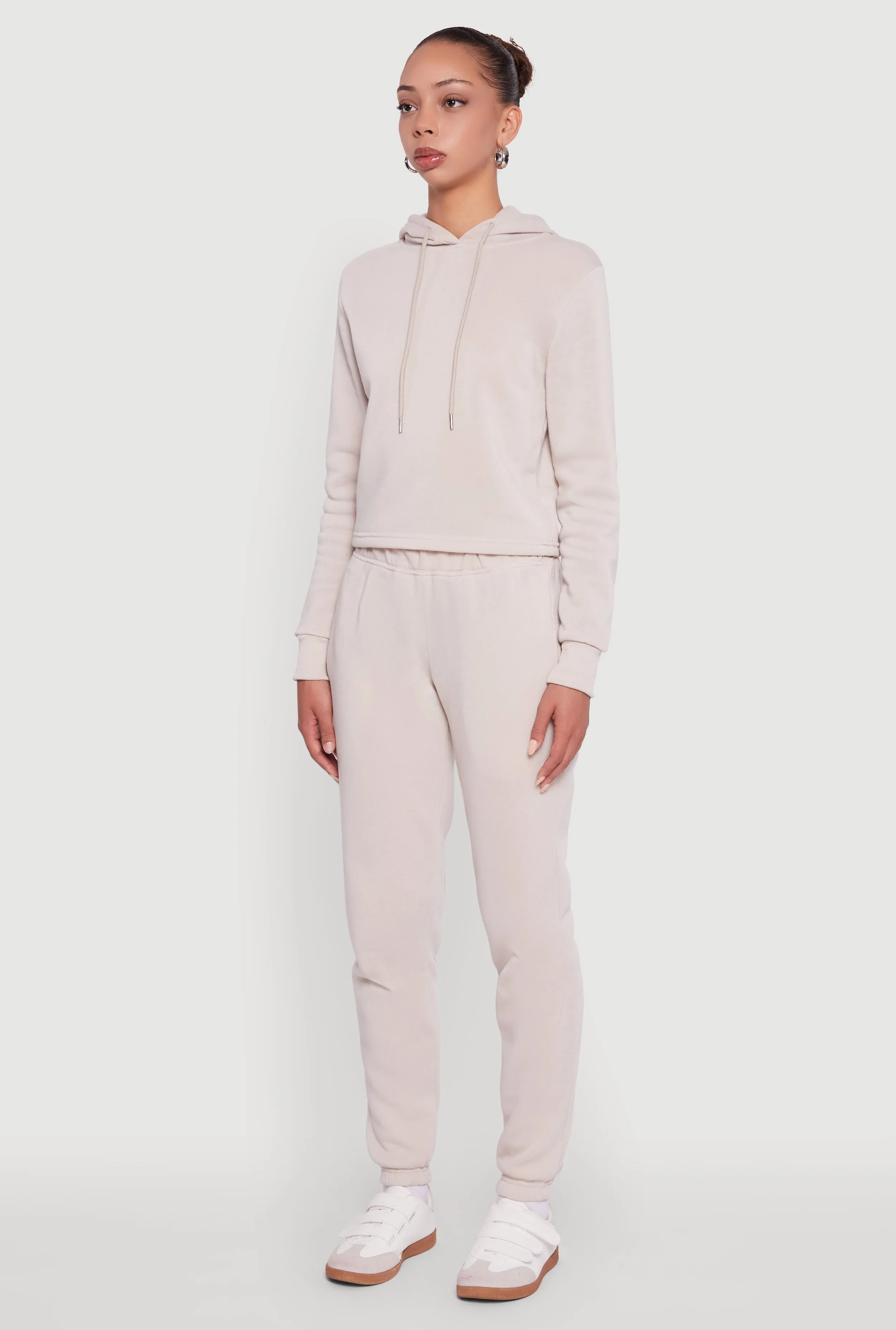 Fleece Lined Cropped Pullover Hooded Sweatshirt sold by Rainbow product image thumbnail 5