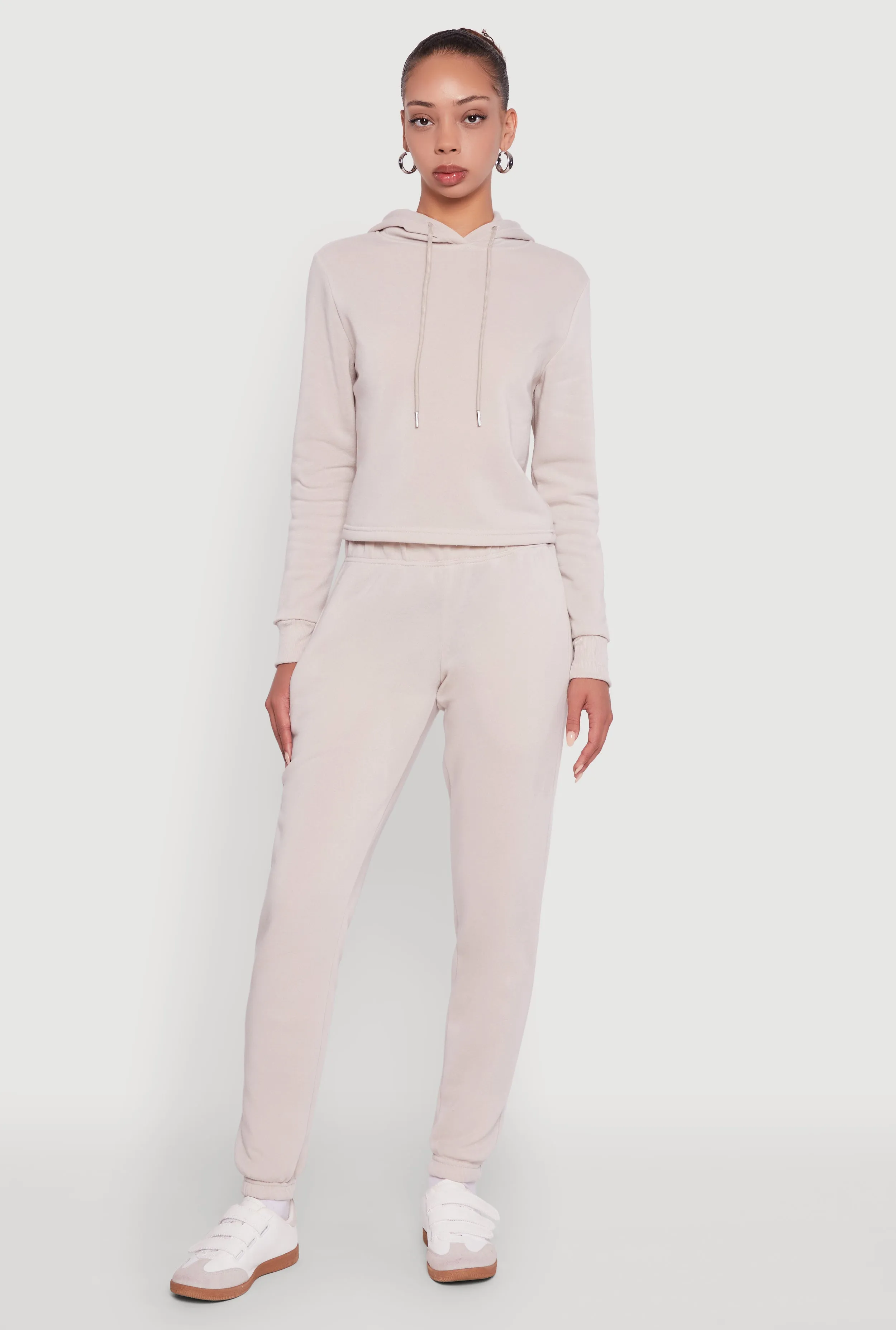 Fleece Lined Cropped Pullover Hooded Sweatshirt sold by Rainbow product image thumbnail 2