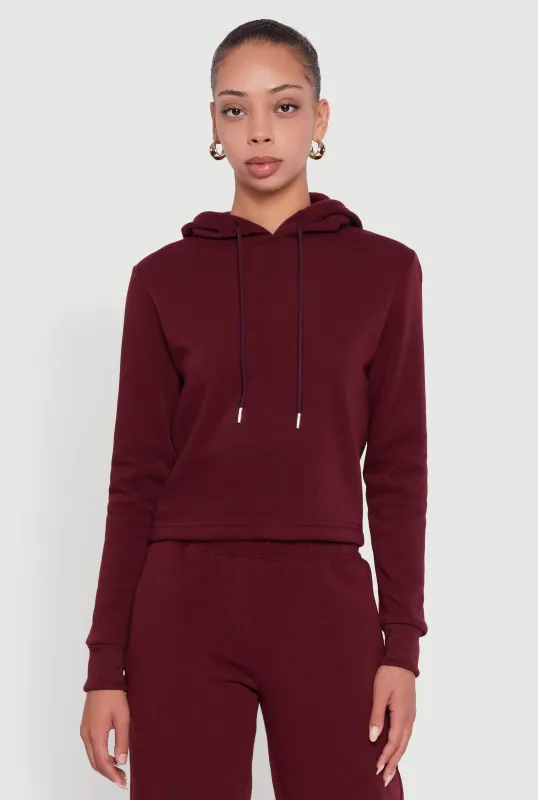 Fleece Lined Cropped  Pullover Hooded Sweatshirt sold by Rainbow
