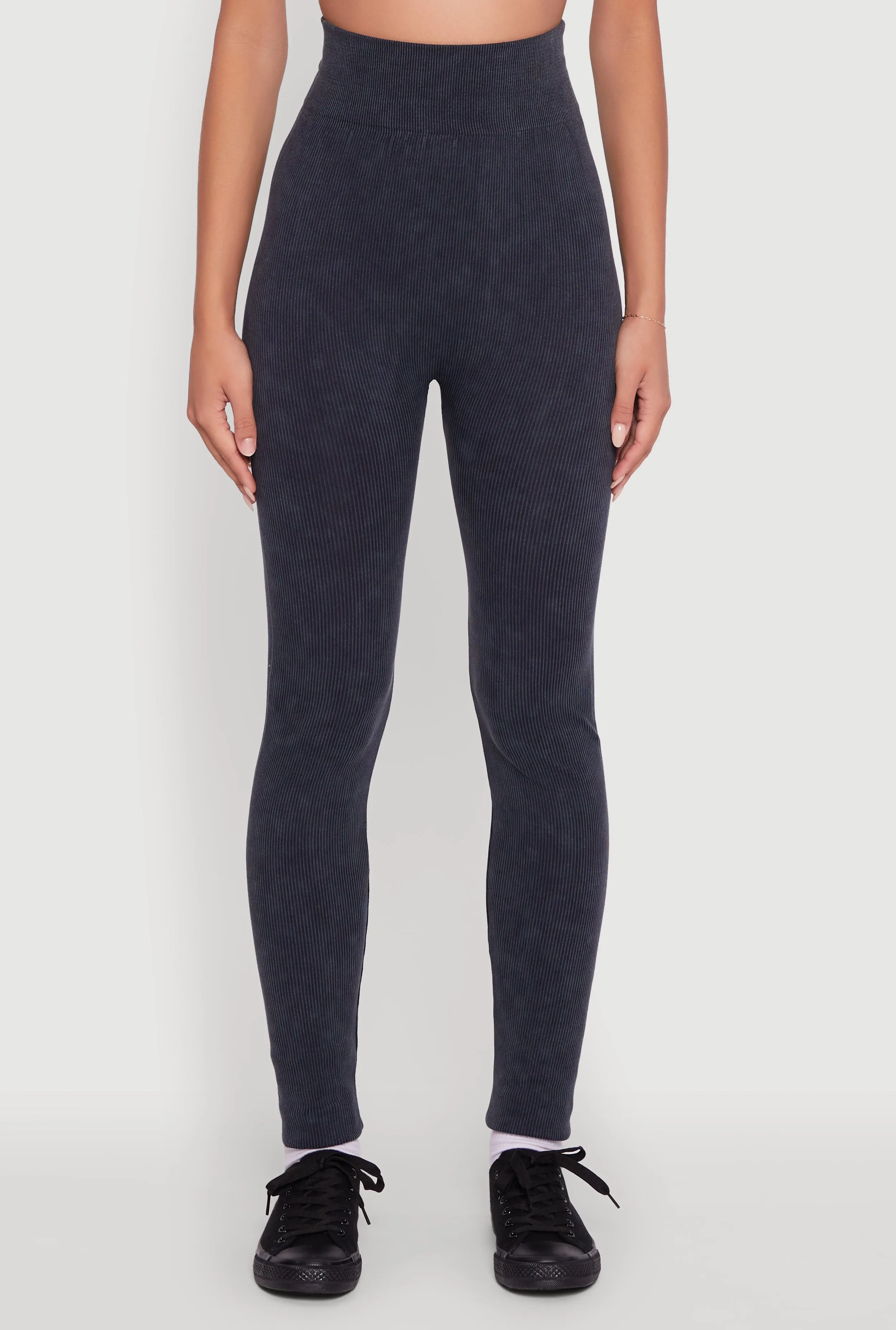 Ribbed Knit High Waisted Acid Wash Leggings sold by Rainbow product image thumbnail 4