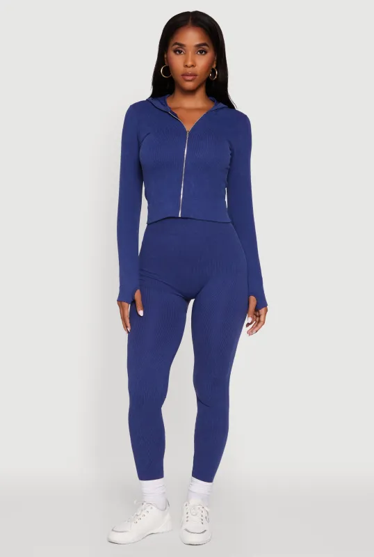 Ribbed Knit High Waisted Acid Wash Leggings sold by Rainbow