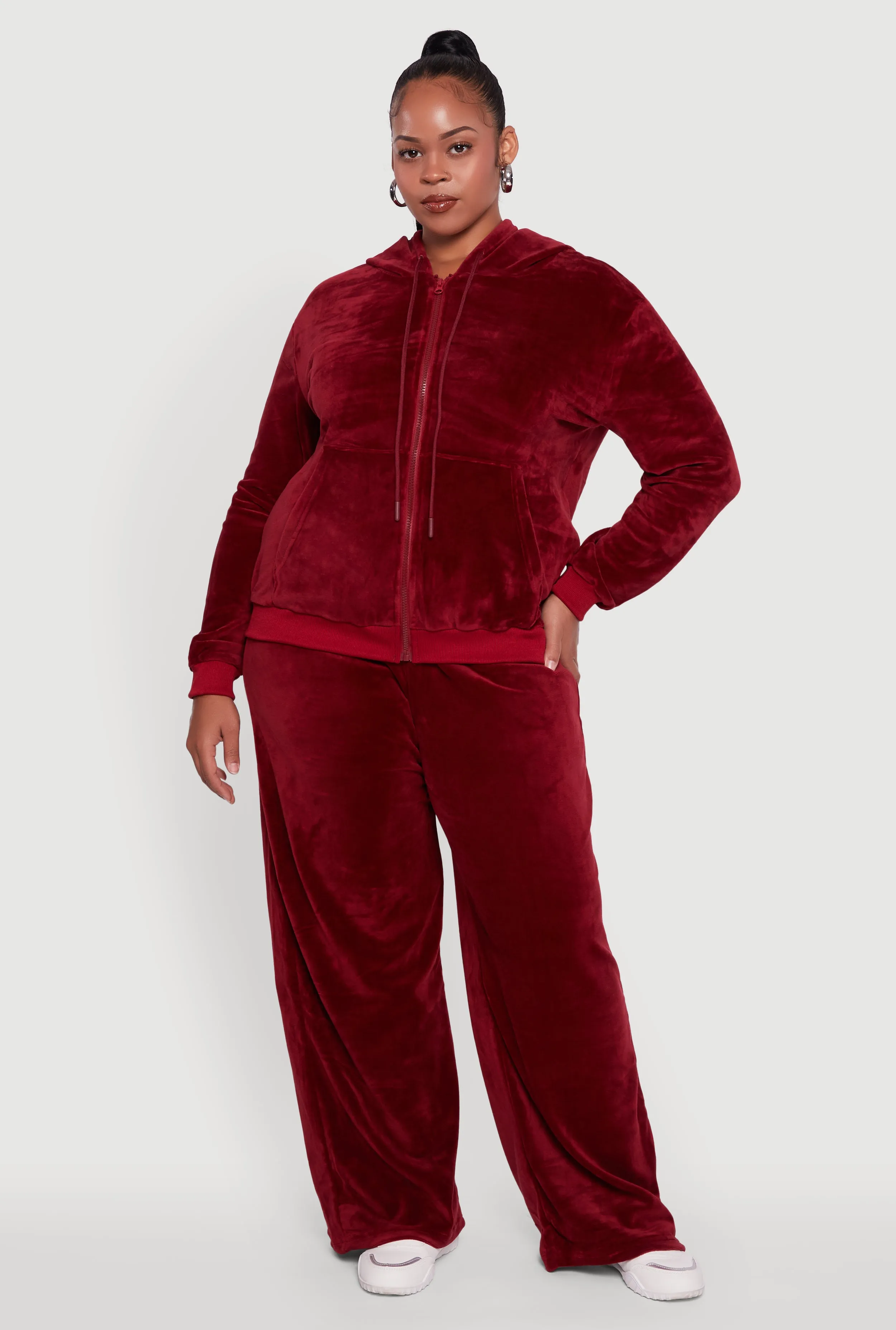 Plus Size Velour High Waisted Wide Leg Sweatpants sold by Rainbow