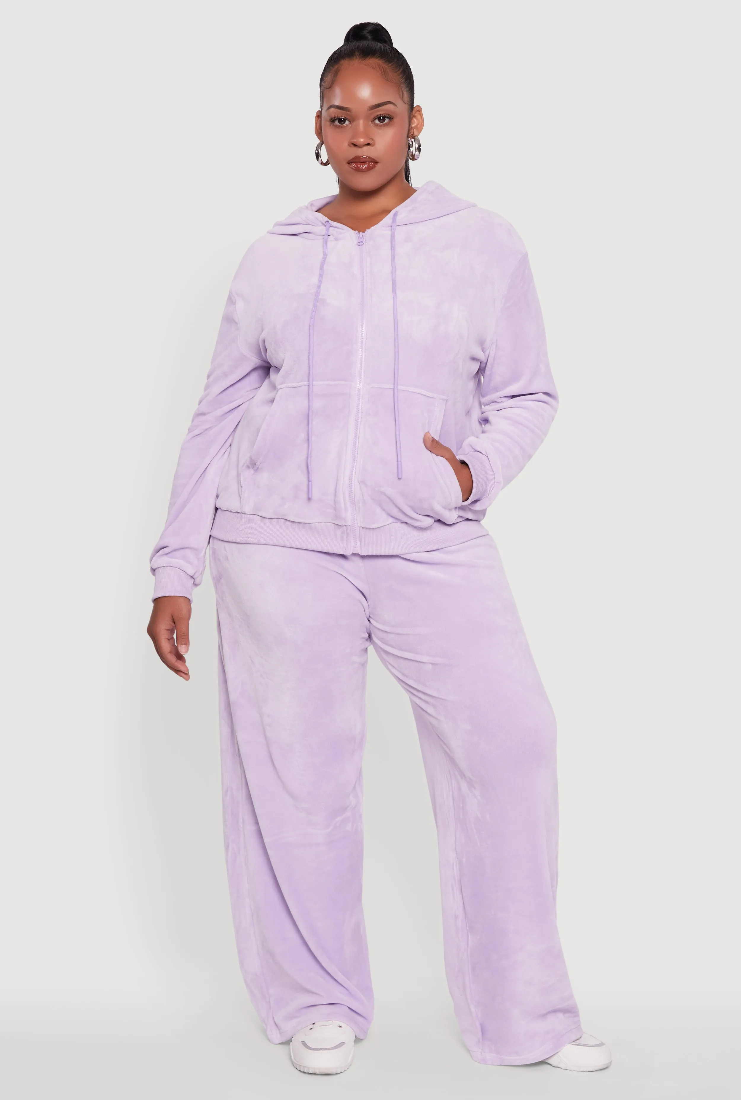 Plus Size Velour High Waisted Wide Leg Sweatpants sold by Rainbow product image thumbnail 5