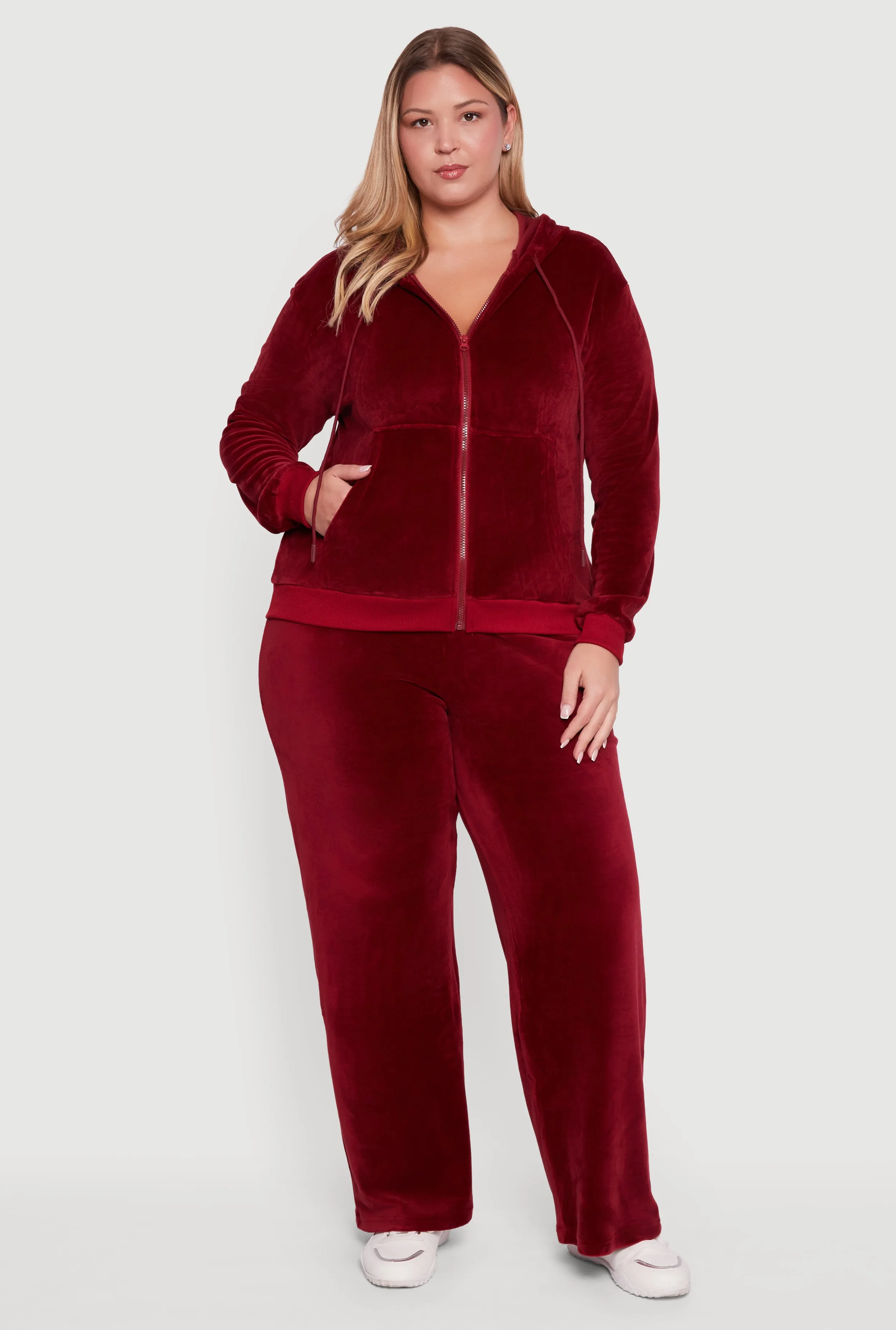 Plus Size Velour High Waisted Wide Leg Sweatpants sold by Rainbow product image thumbnail 2