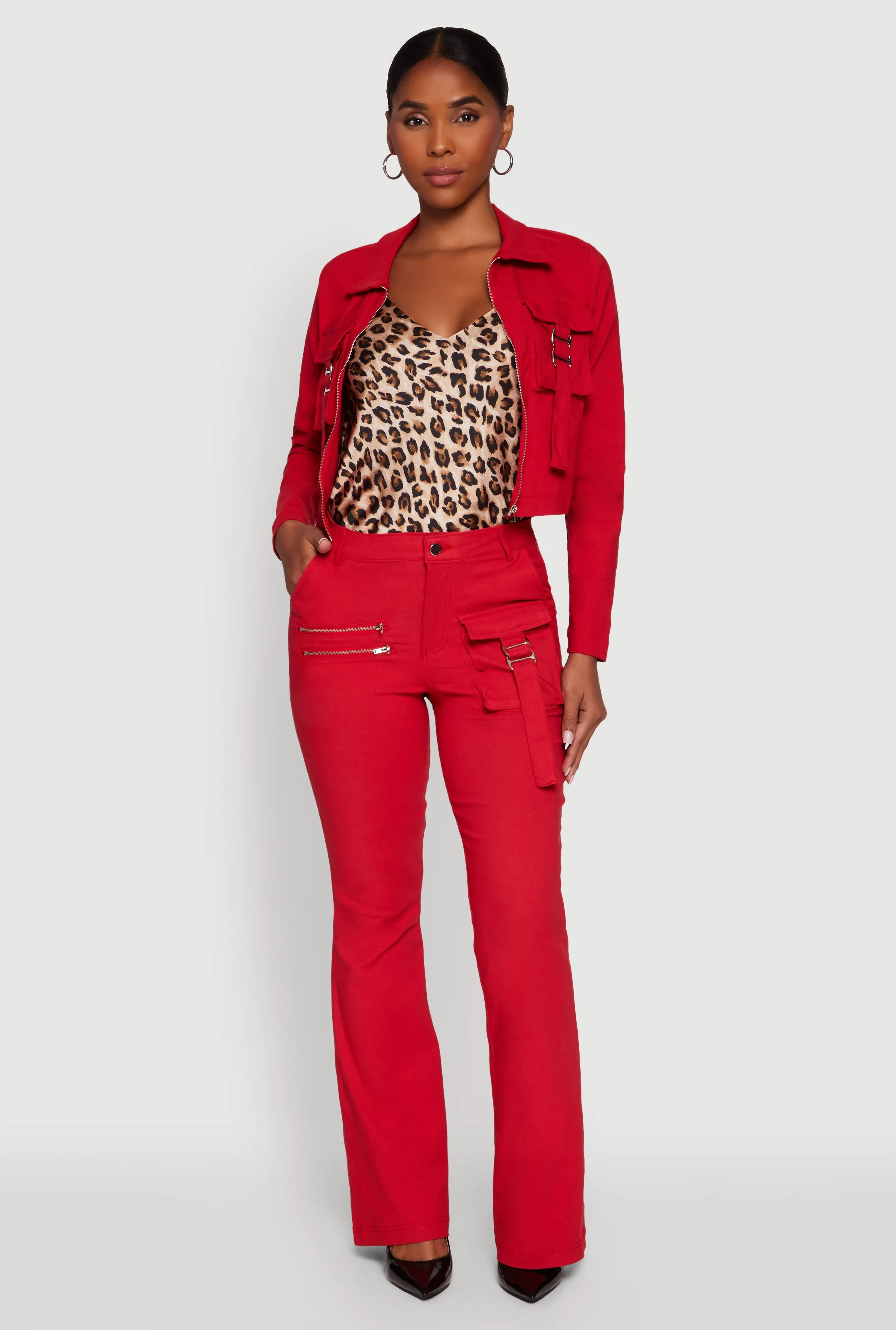 Hyper Stretch Zipper Detail Utility Flare Pants sold by Rainbow product image thumbnail 2