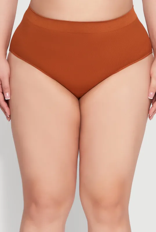 Plus Size Rib Knit Seamless Hipster Panty sold by Rainbow