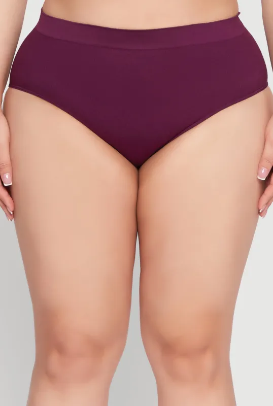Plus Size Rib Knit Seamless Hipster Panty sold by Rainbow