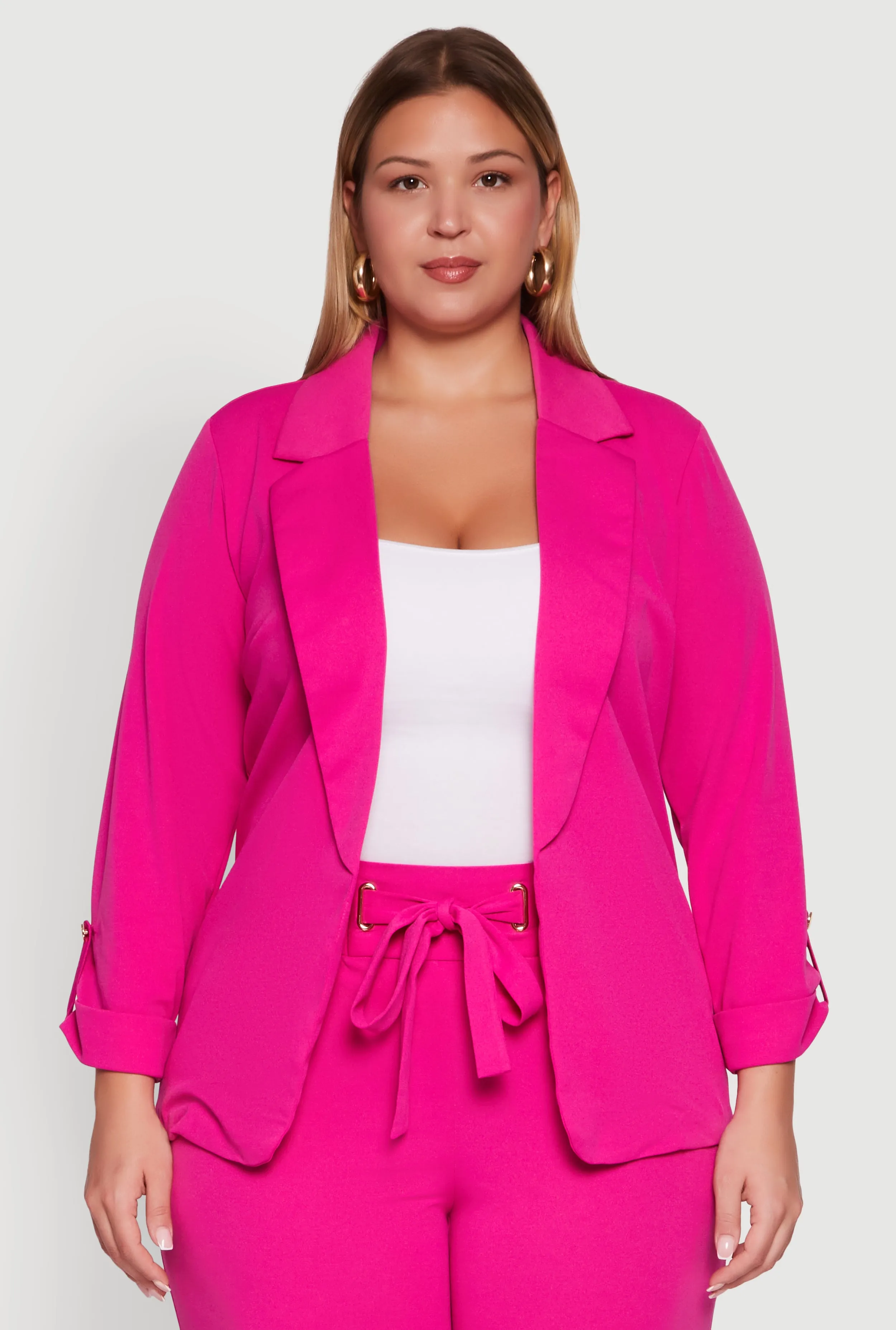 Plus Size Crepe Knit Long Sleeve Open Front Blazer sold by Rainbow product image thumbnail 3