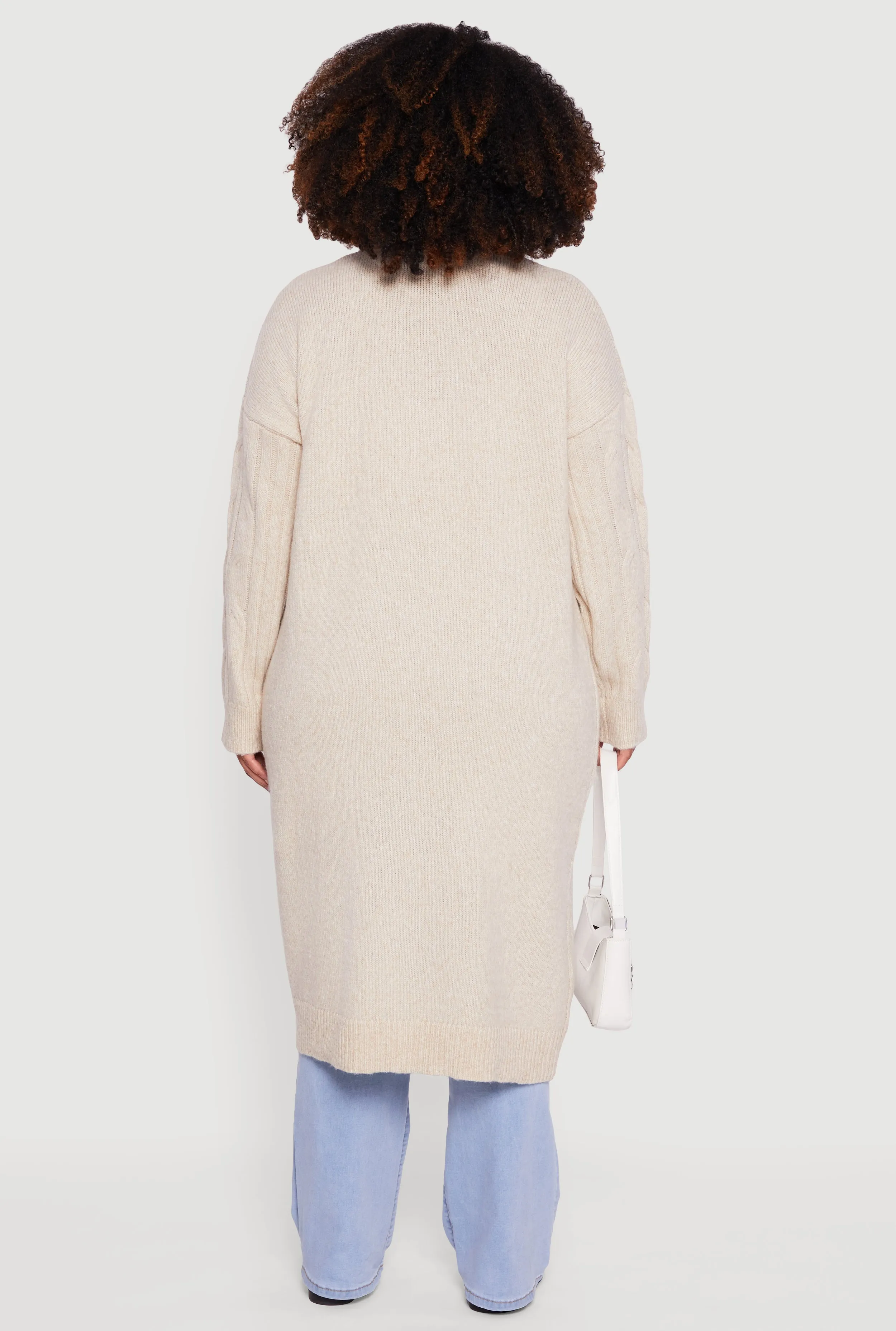 Plus Size Cable Knit Open Front Long Cardigan sold by Rainbow product image thumbnail 5