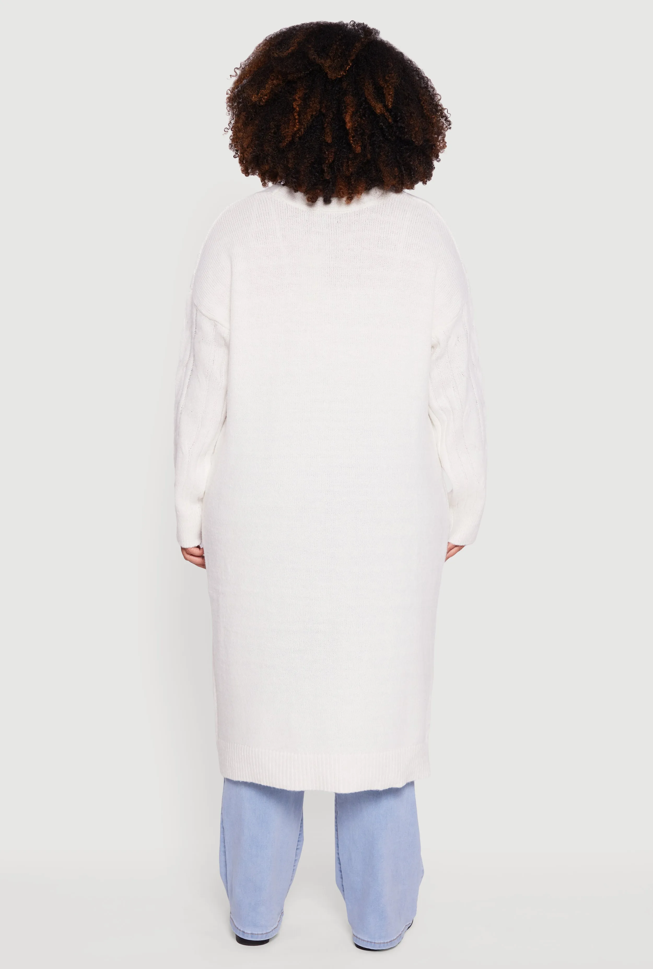 Plus Size Cable Knit Open Front Long Cardigan sold by Rainbow product image thumbnail 5