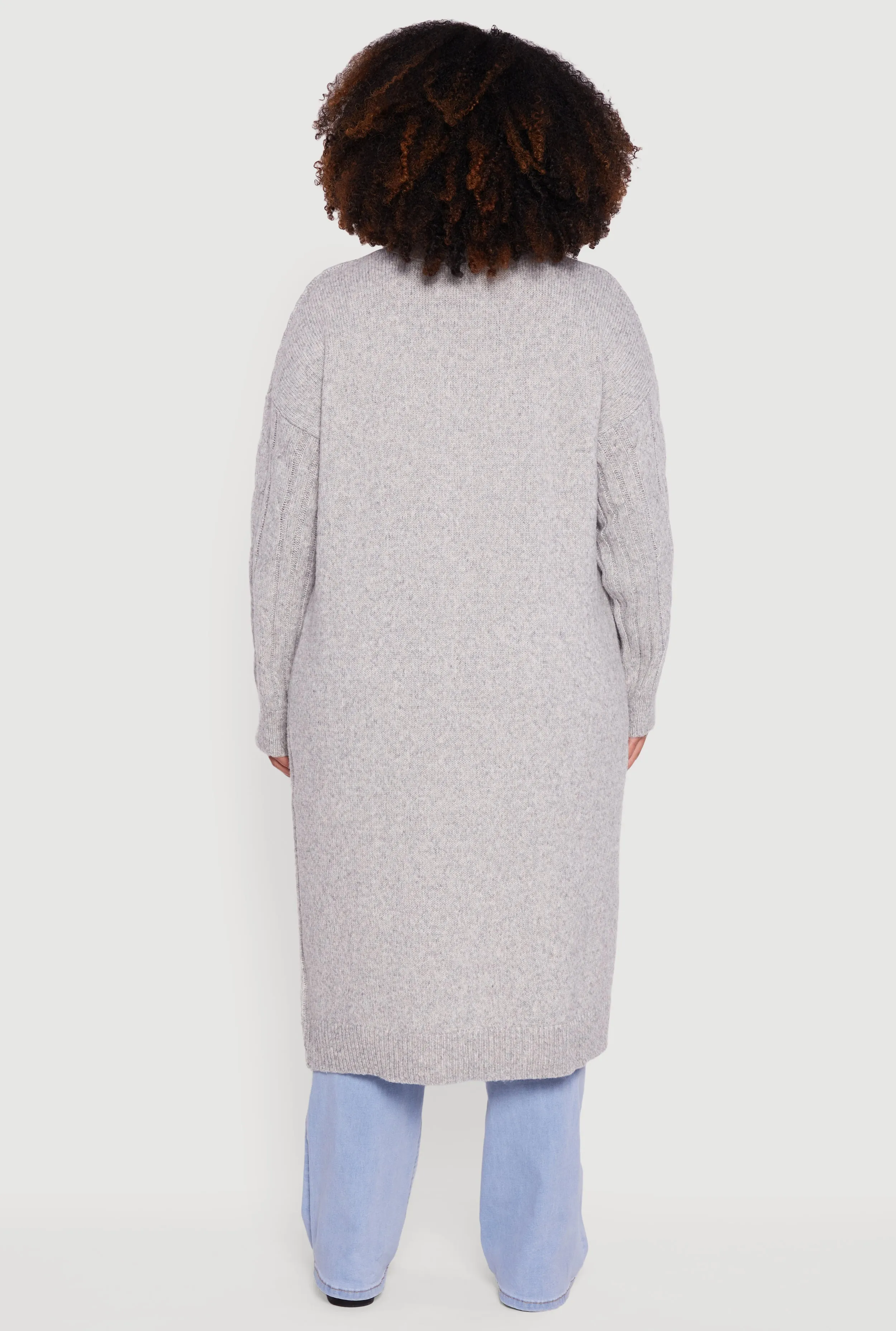 Plus Size Cable Knit Open Front Long Cardigan sold by Rainbow product image thumbnail 5