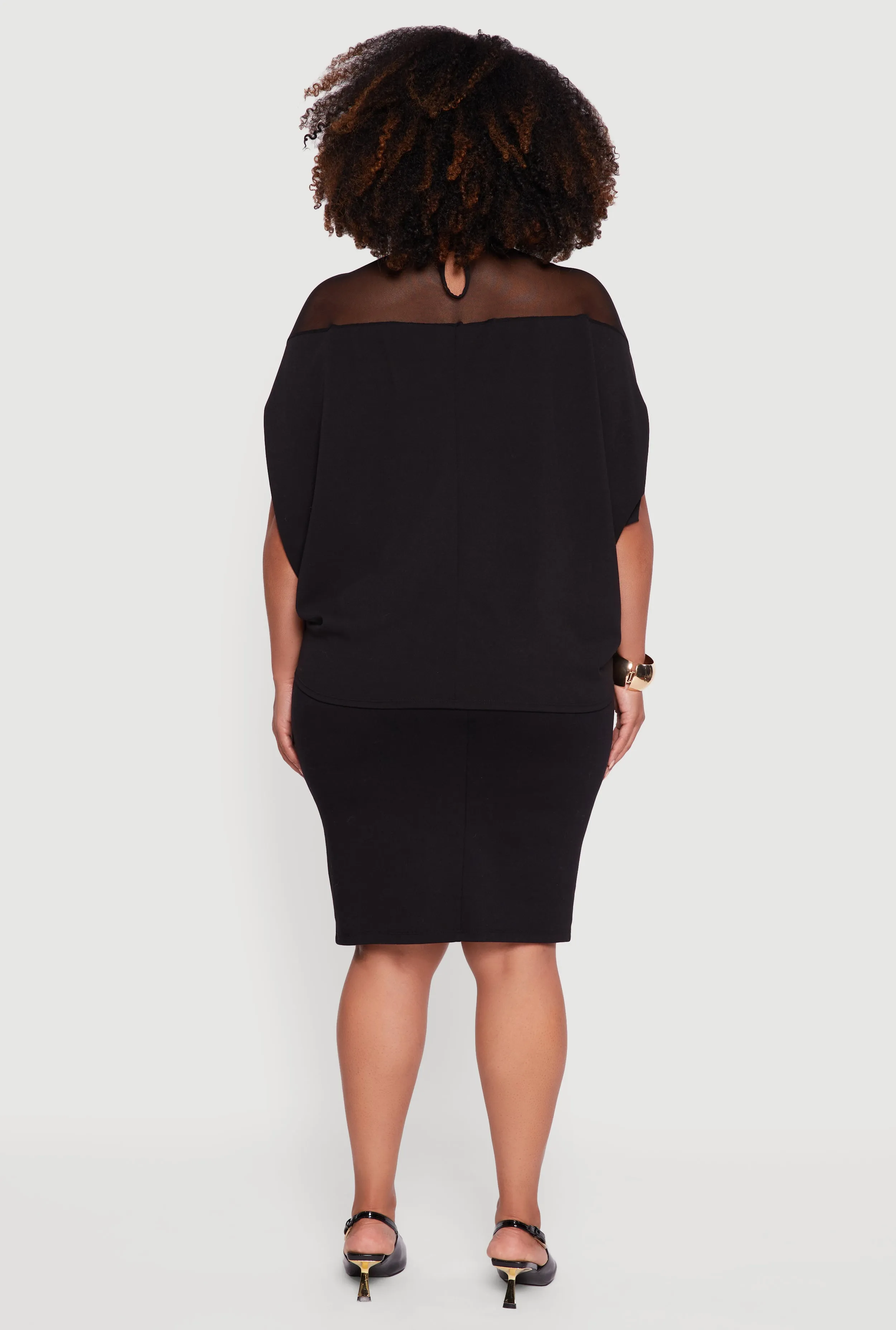 Plus Size Mock Neck Mesh Detail Batwing Sleeve Blouse sold by Rainbow product image thumbnail 5