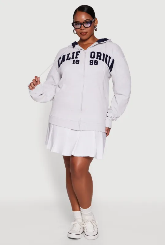 Plus Size California Chenille Graphic Hooded Sweatshirt sold by Rainbow