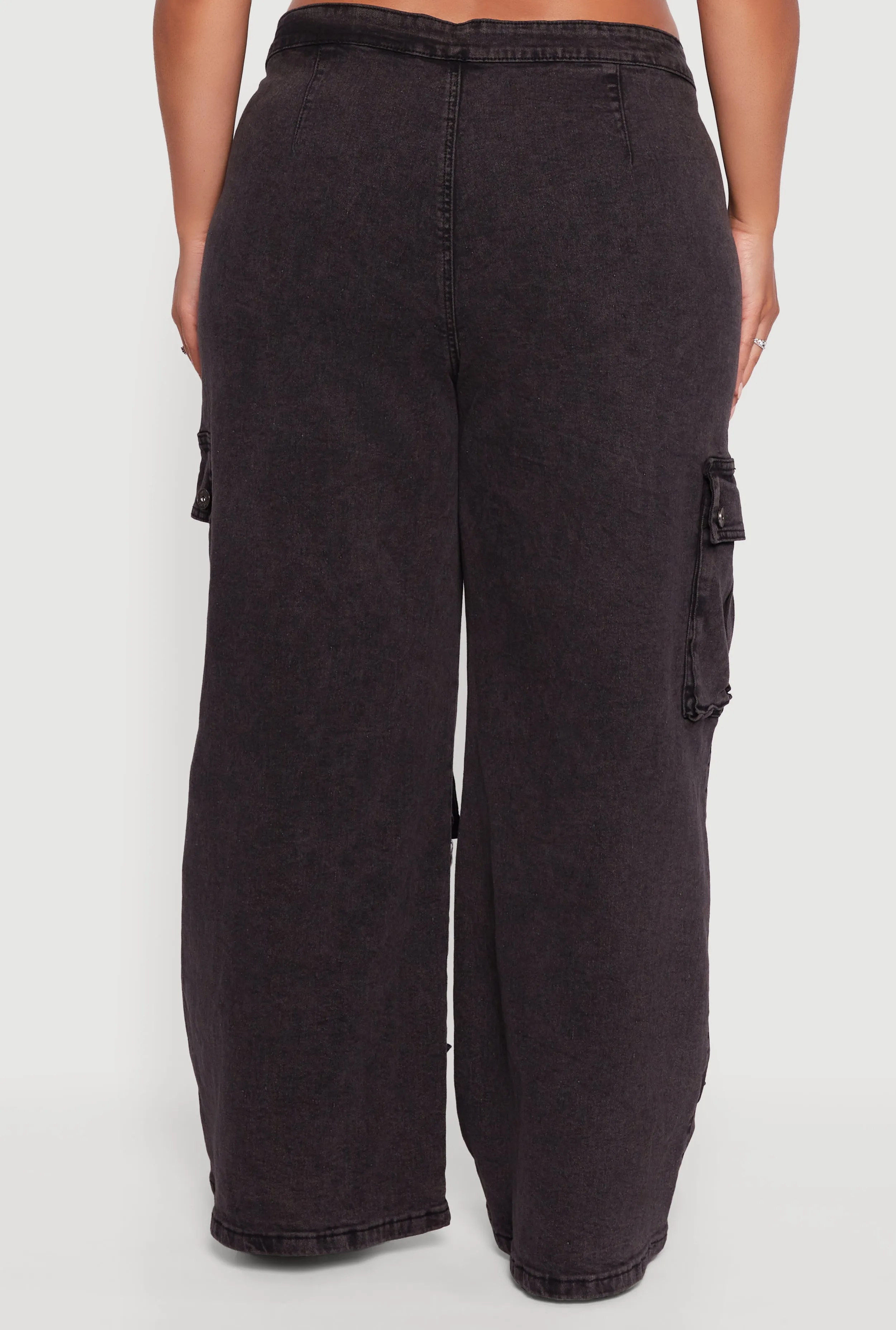 Plus Size Mineral Wash Wide Leg Utility Jeans sold by Rainbow product image thumbnail 5