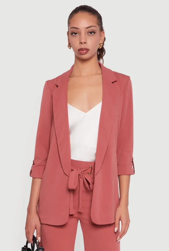 Crepe Knit Tabbed Sleeve Blazer sold by Rainbow