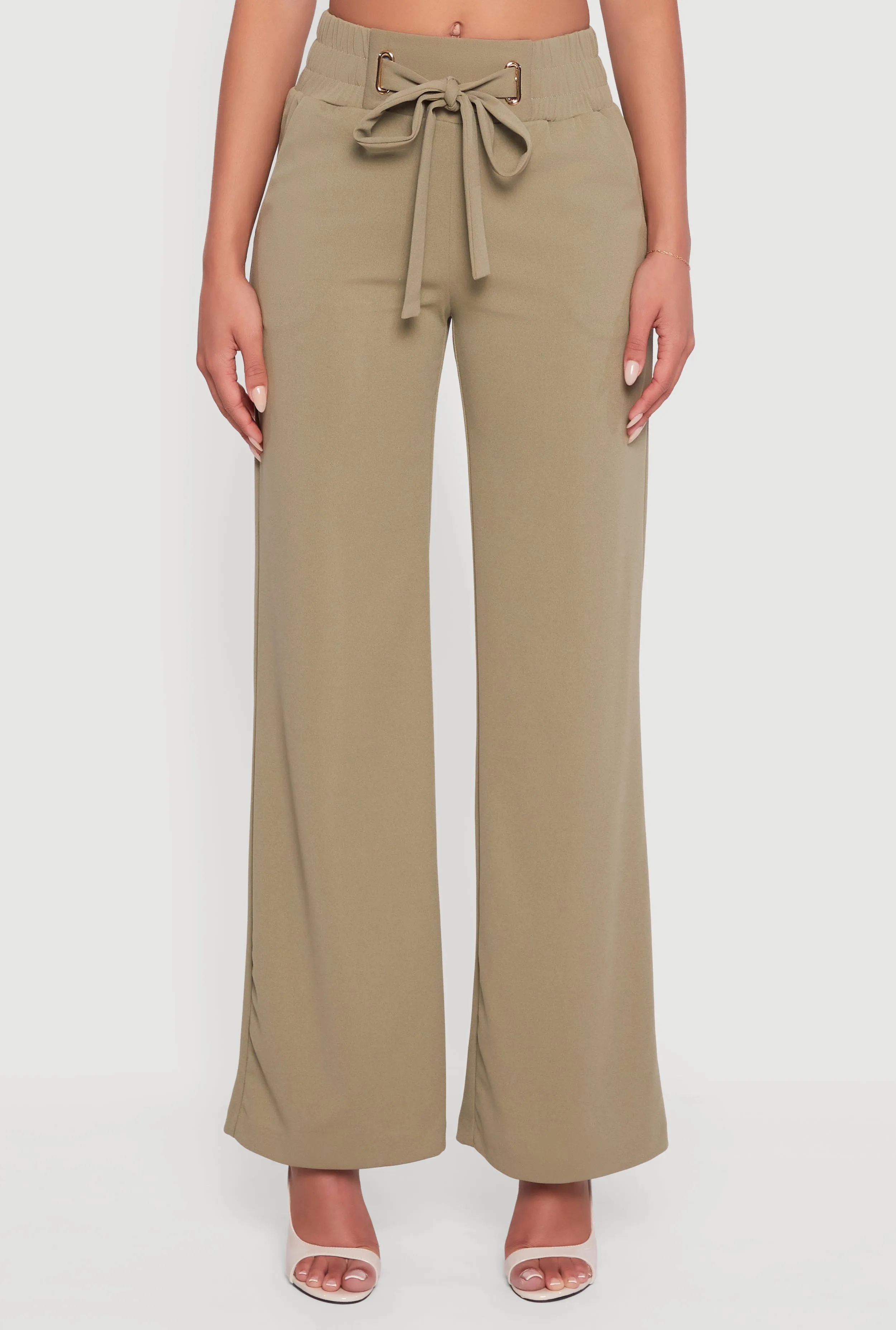 Crepe Knit Drawstring Detail Wide Leg Pants sold by Rainbow product image thumbnail 3