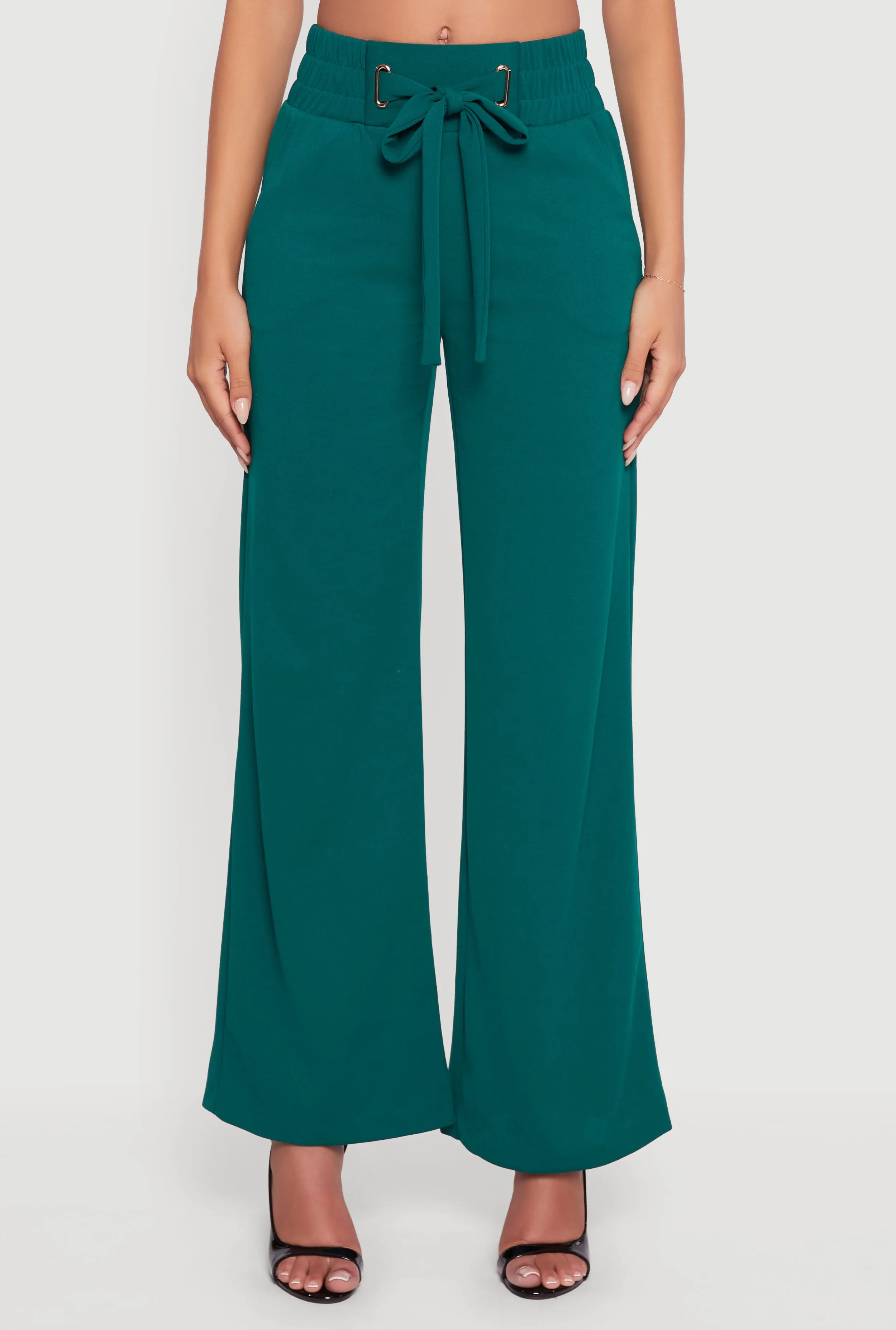 Crepe Knit Drawstring Detail Wide Leg Pants sold by Rainbow product image thumbnail 3