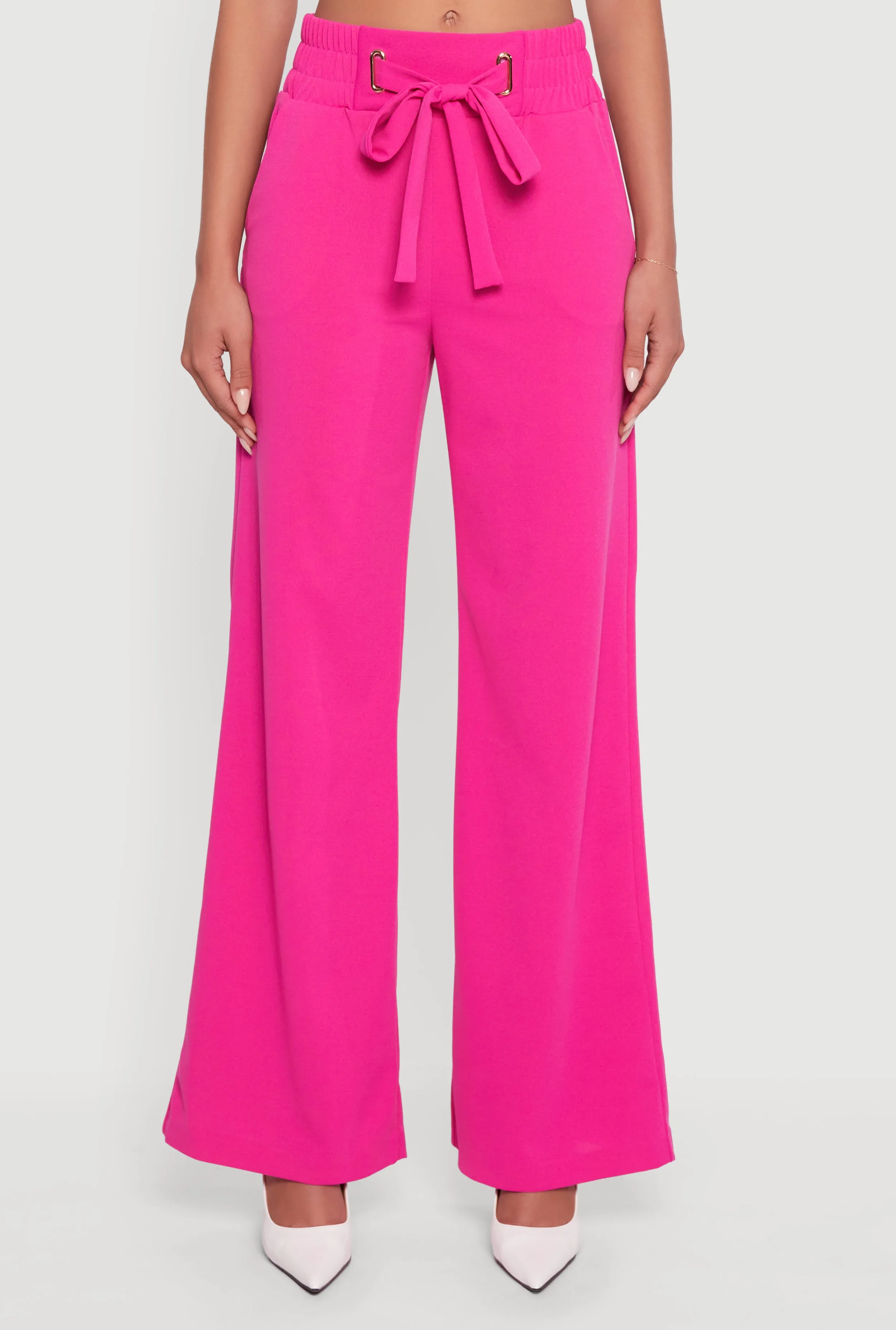 Crepe Knit Drawstring Detail Wide Leg Pants sold by Rainbow product image thumbnail 3
