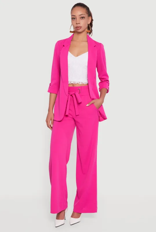 Crepe Knit Drawstring Detail Wide Leg Pants sold by Rainbow