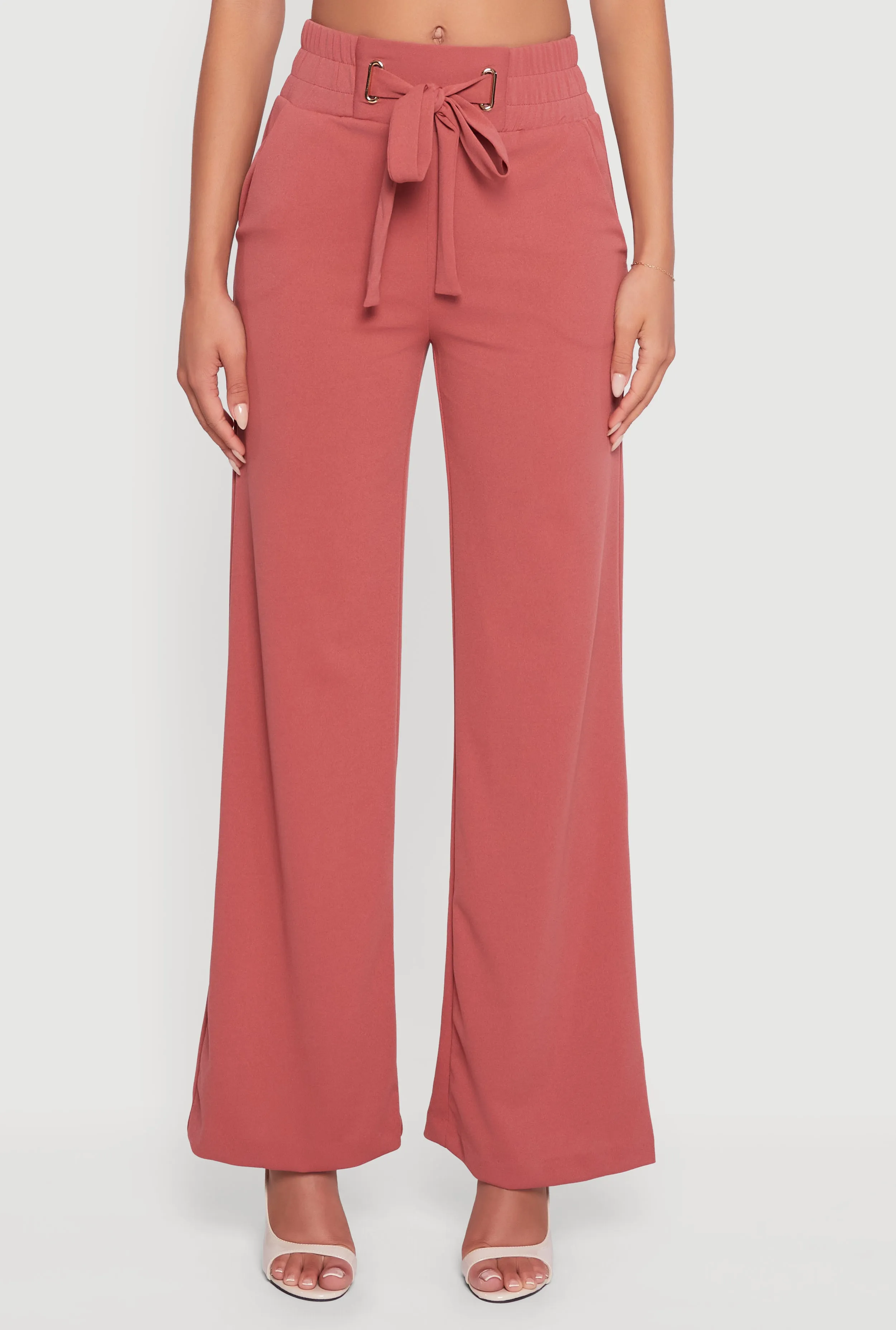 Crepe Knit Drawstring Detail Wide Leg Pants sold by Rainbow product image thumbnail 3