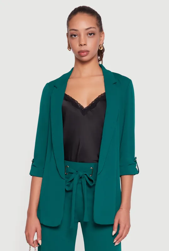 Crepe Knit Tabbed Sleeve Blazer sold by Rainbow