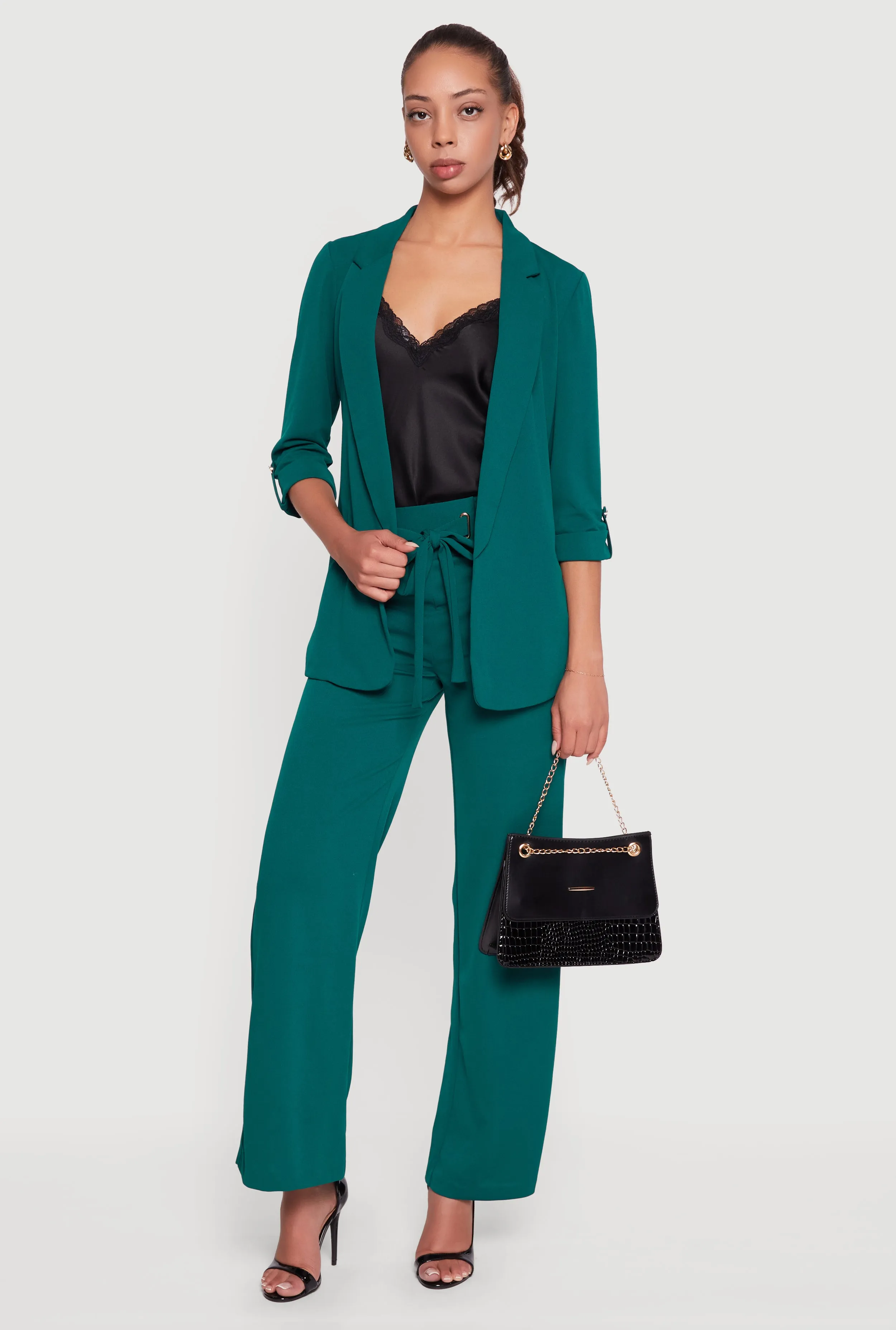 Crepe Knit Tabbed Sleeve Blazer sold by Rainbow product image thumbnail 2