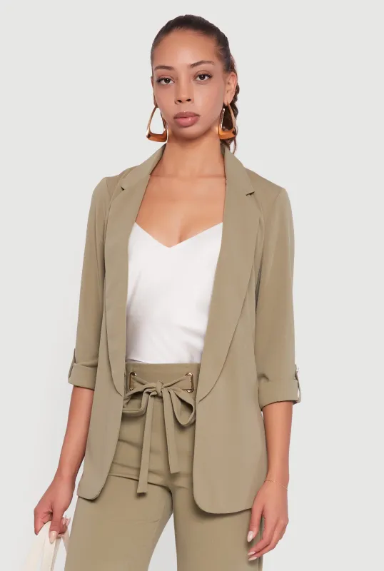 Crepe Knit Tabbed Sleeve Blazer sold by Rainbow