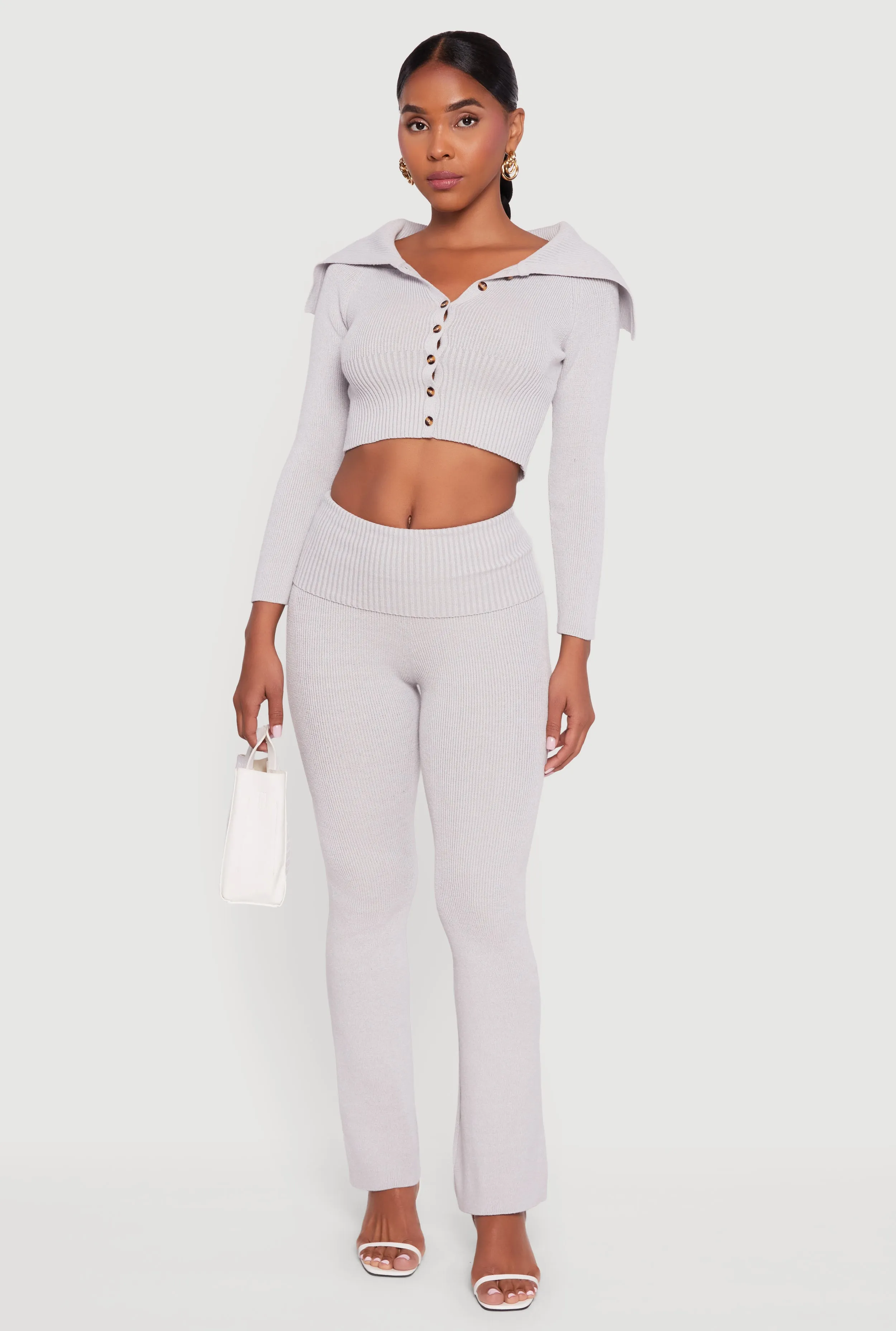 Fold Over High Waist Boot Cut Pants sold by Rainbow