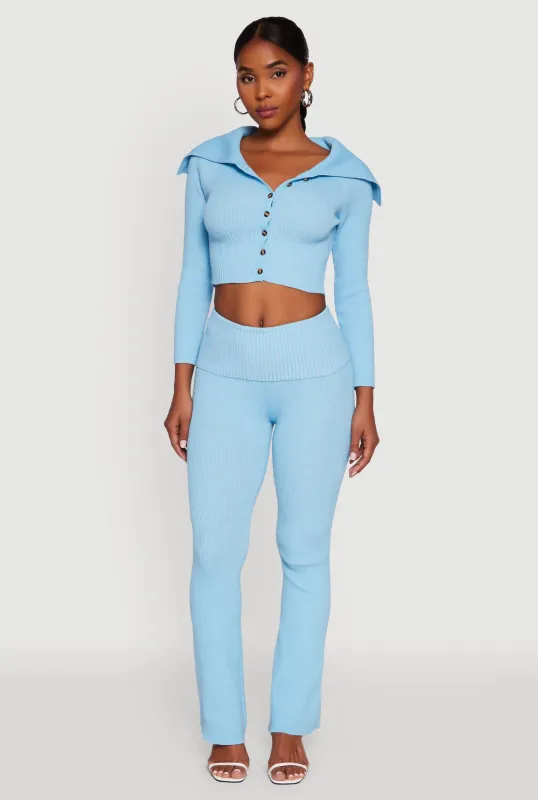 Fold Over High Waist Boot Cut Pants sold by Rainbow
