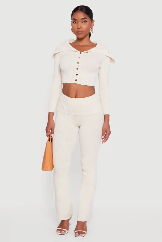 Fold Over High Waist Boot Cut Pants sold by Rainbow