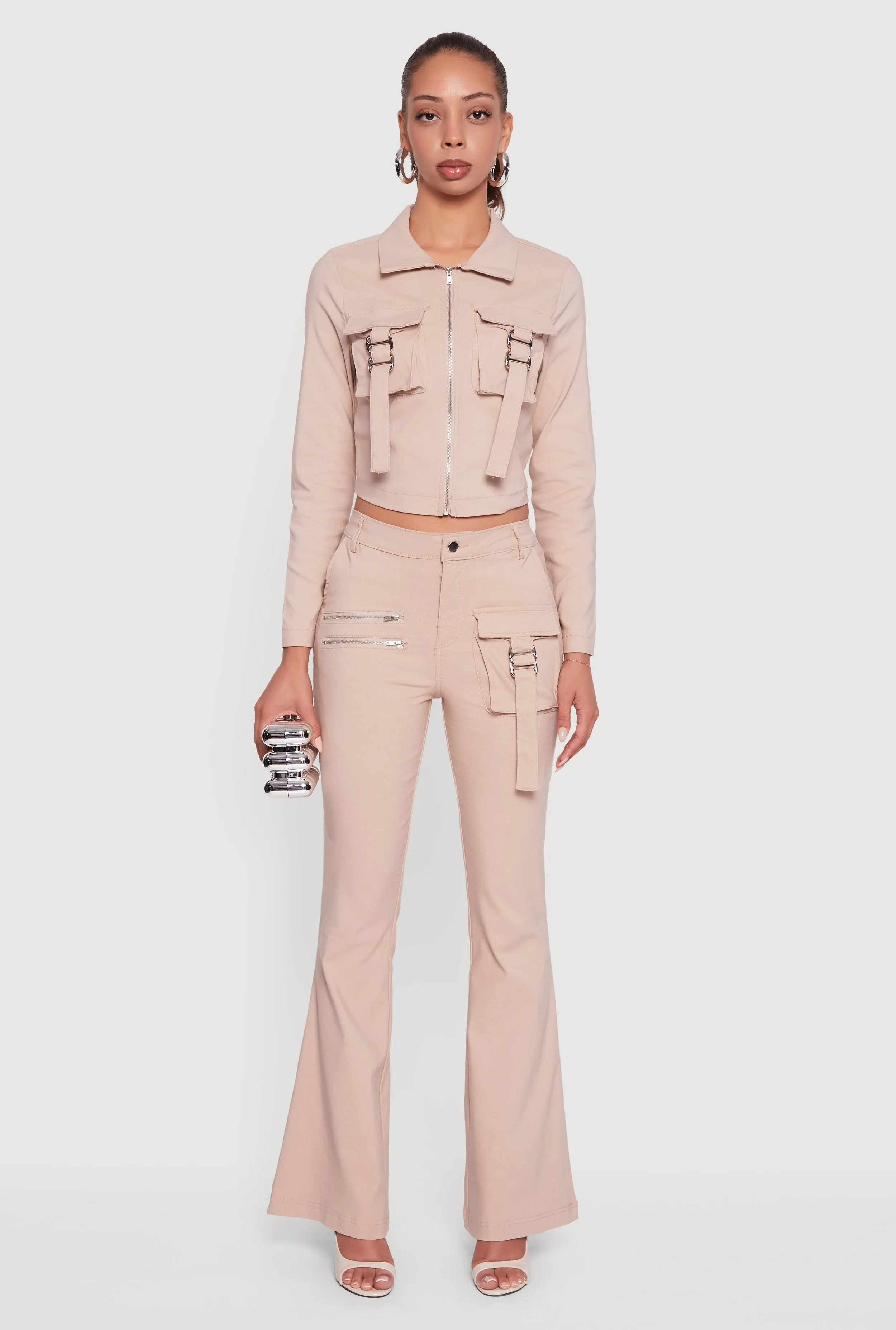 Hyper Stretch Zipper Detail Utility Flare Pants sold by Rainbow product image thumbnail 2