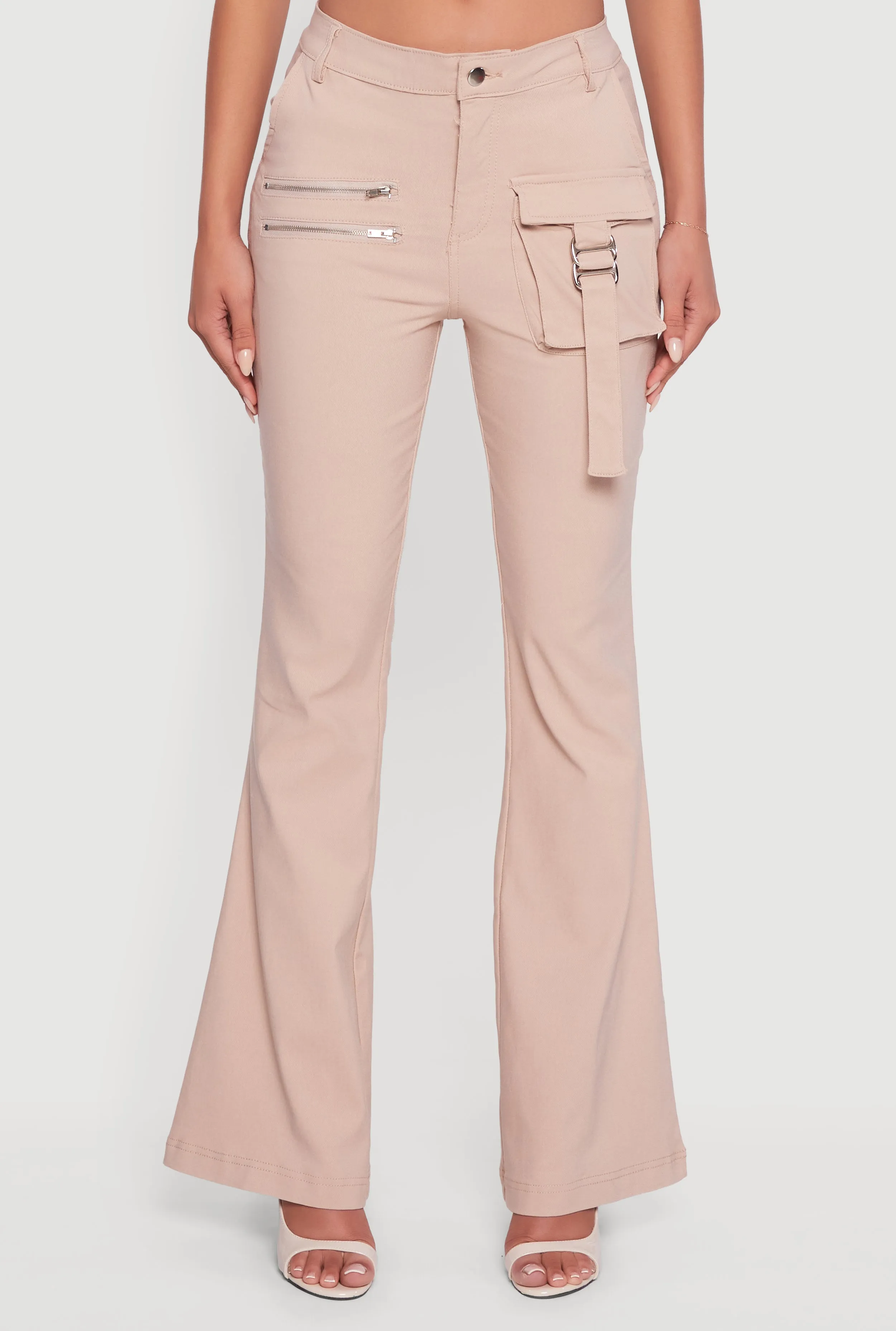 Hyper Stretch Zipper Detail Utility Flare Pants sold by Rainbow product image thumbnail 3