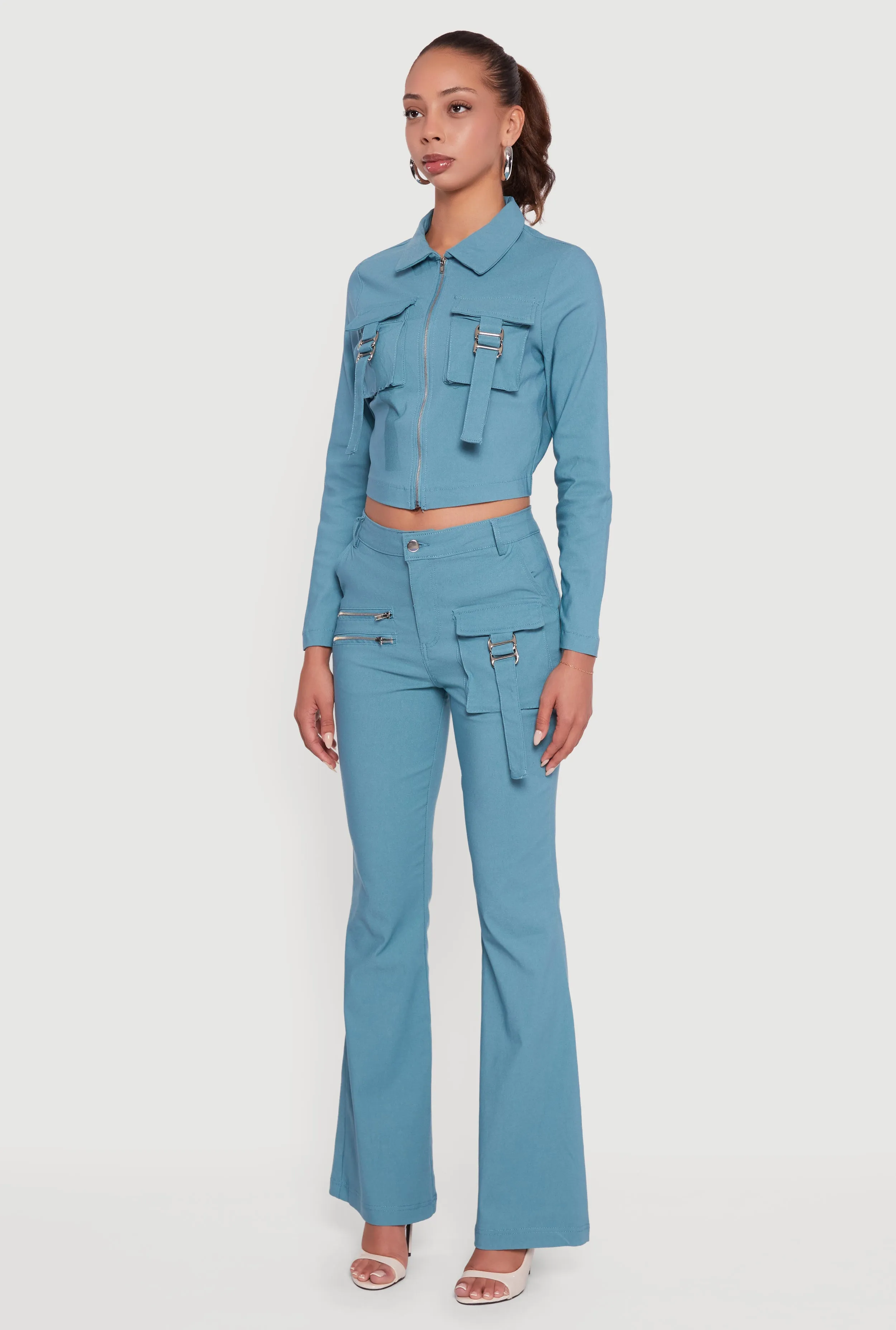 Hyper Stretch Cropped Zip Front Utility Jacket sold by Rainbow product image thumbnail 5