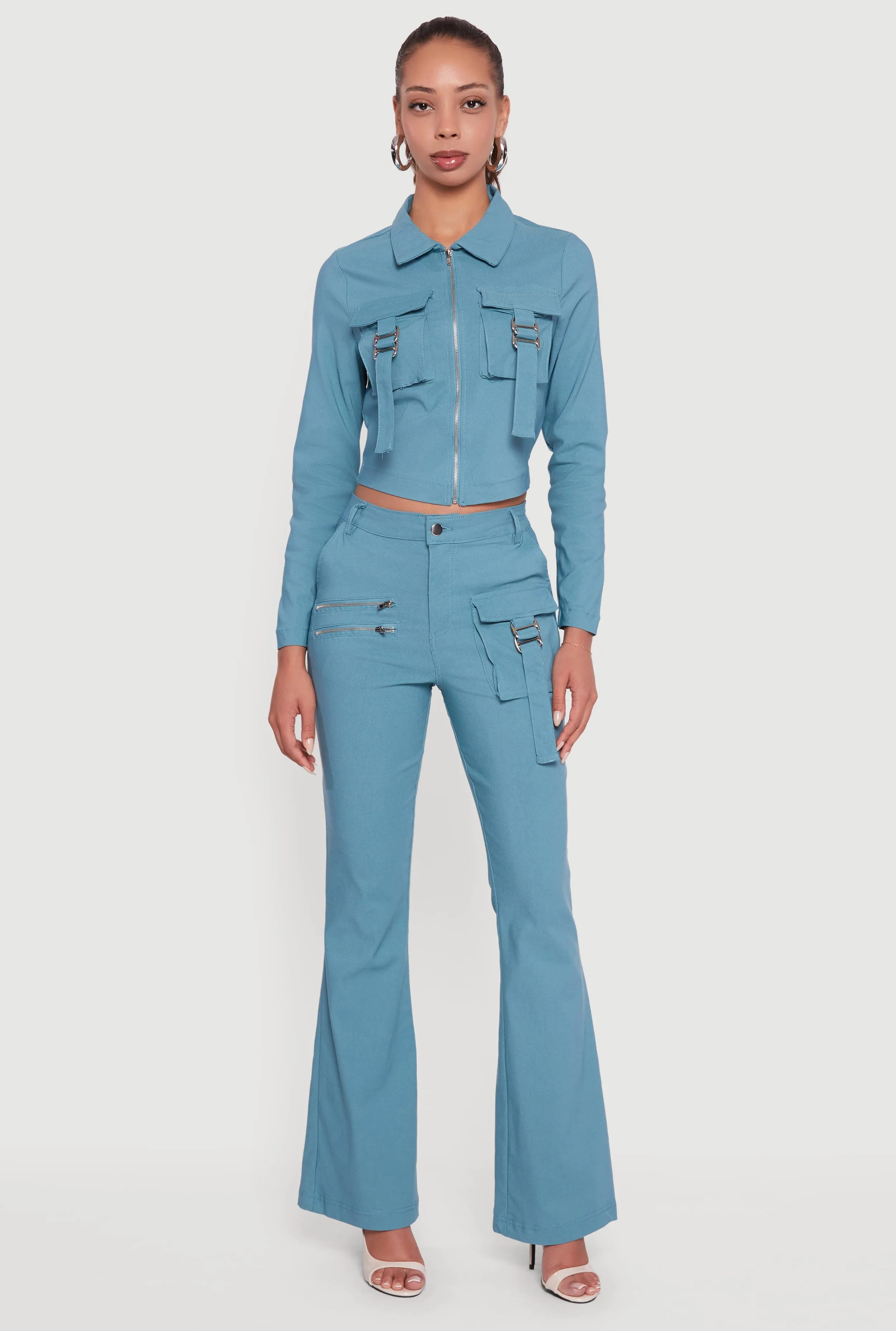 Hyper Stretch Cropped Zip Front Utility Jacket sold by Rainbow product image thumbnail 2