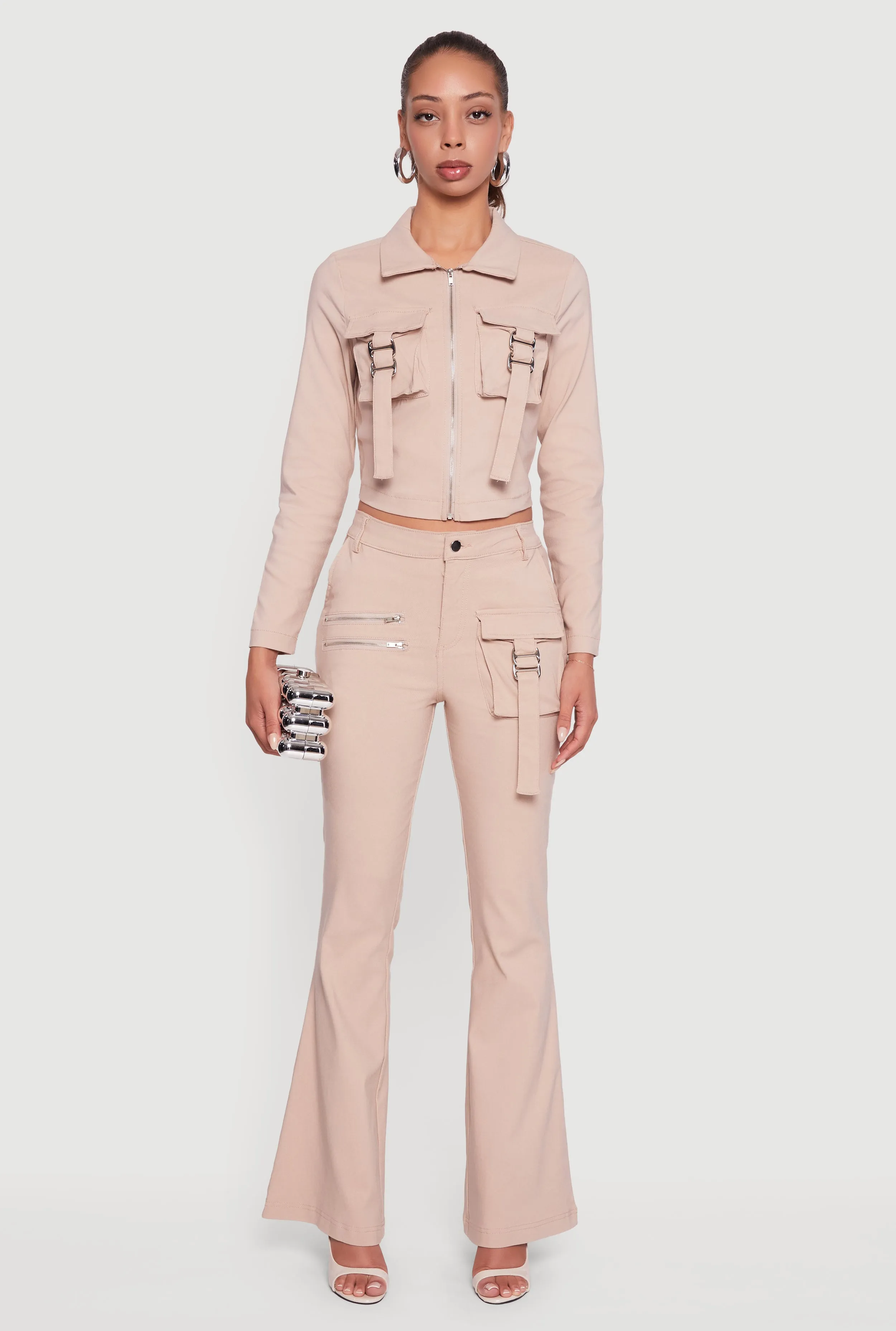 Hyper Stretch Cropped Zip Front Utility Jacket sold by Rainbow product image thumbnail 3