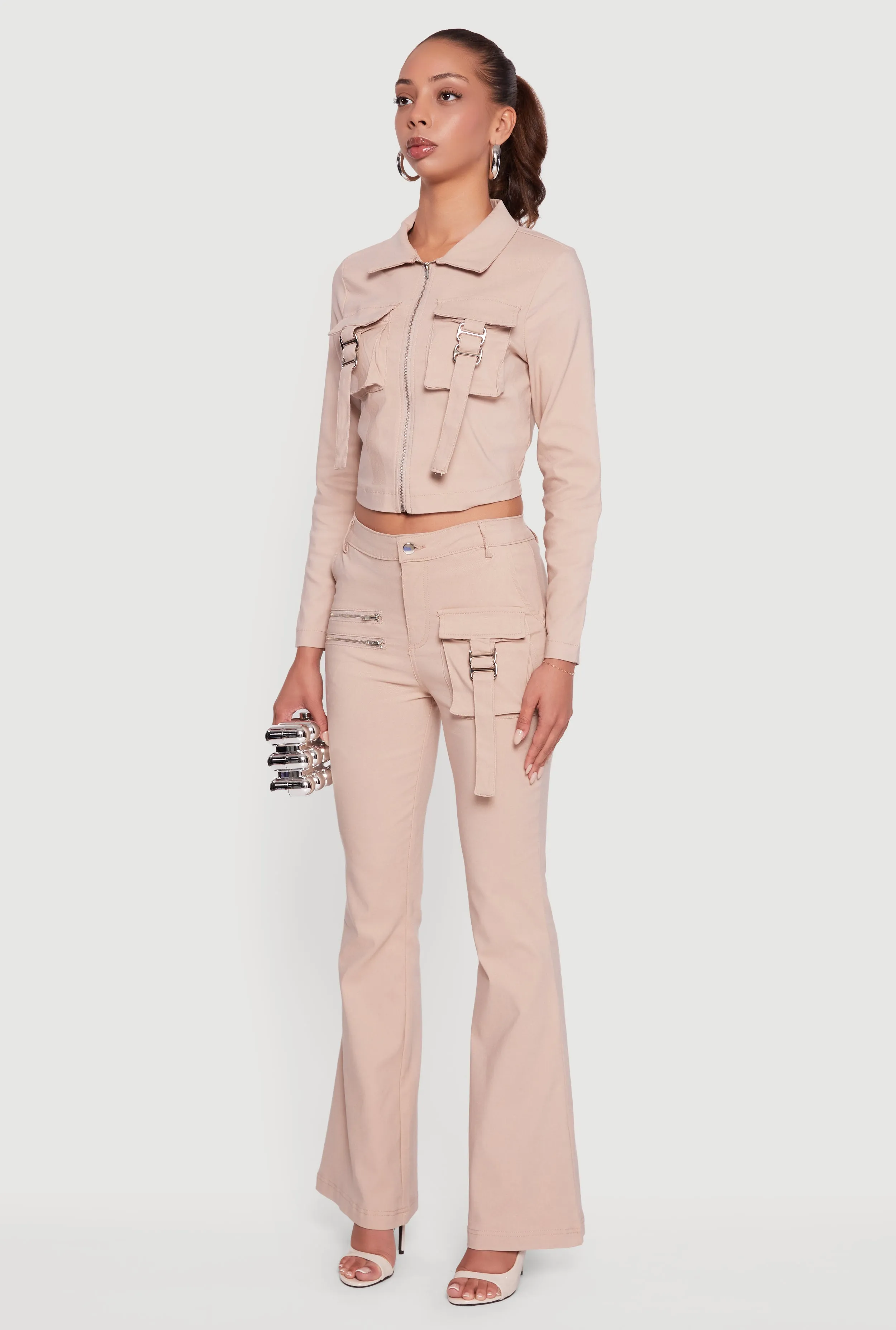 Hyper Stretch Cropped Zip Front Utility Jacket sold by Rainbow product image thumbnail 5