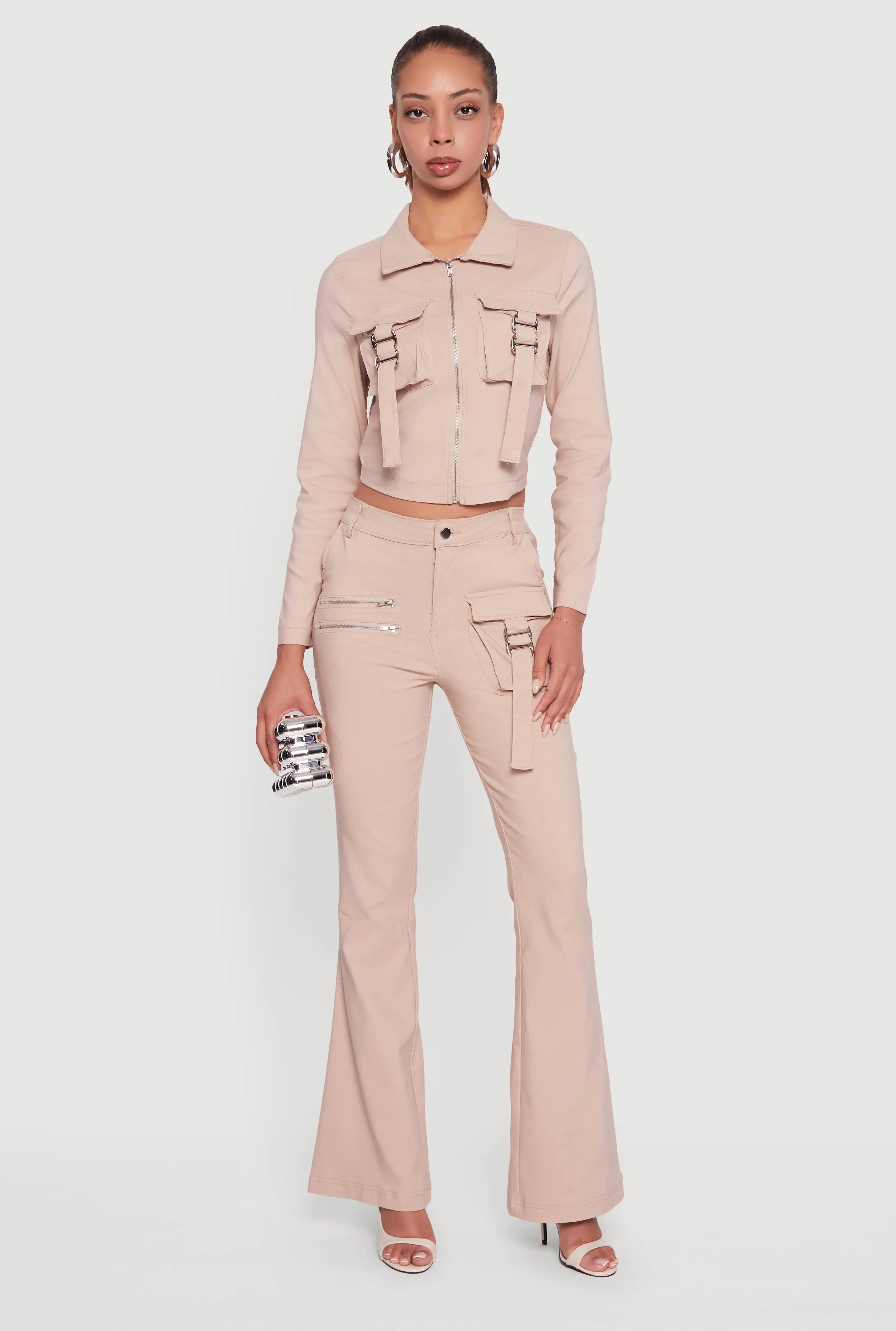 Hyper Stretch Cropped Zip Front Utility Jacket sold by Rainbow product image thumbnail 2